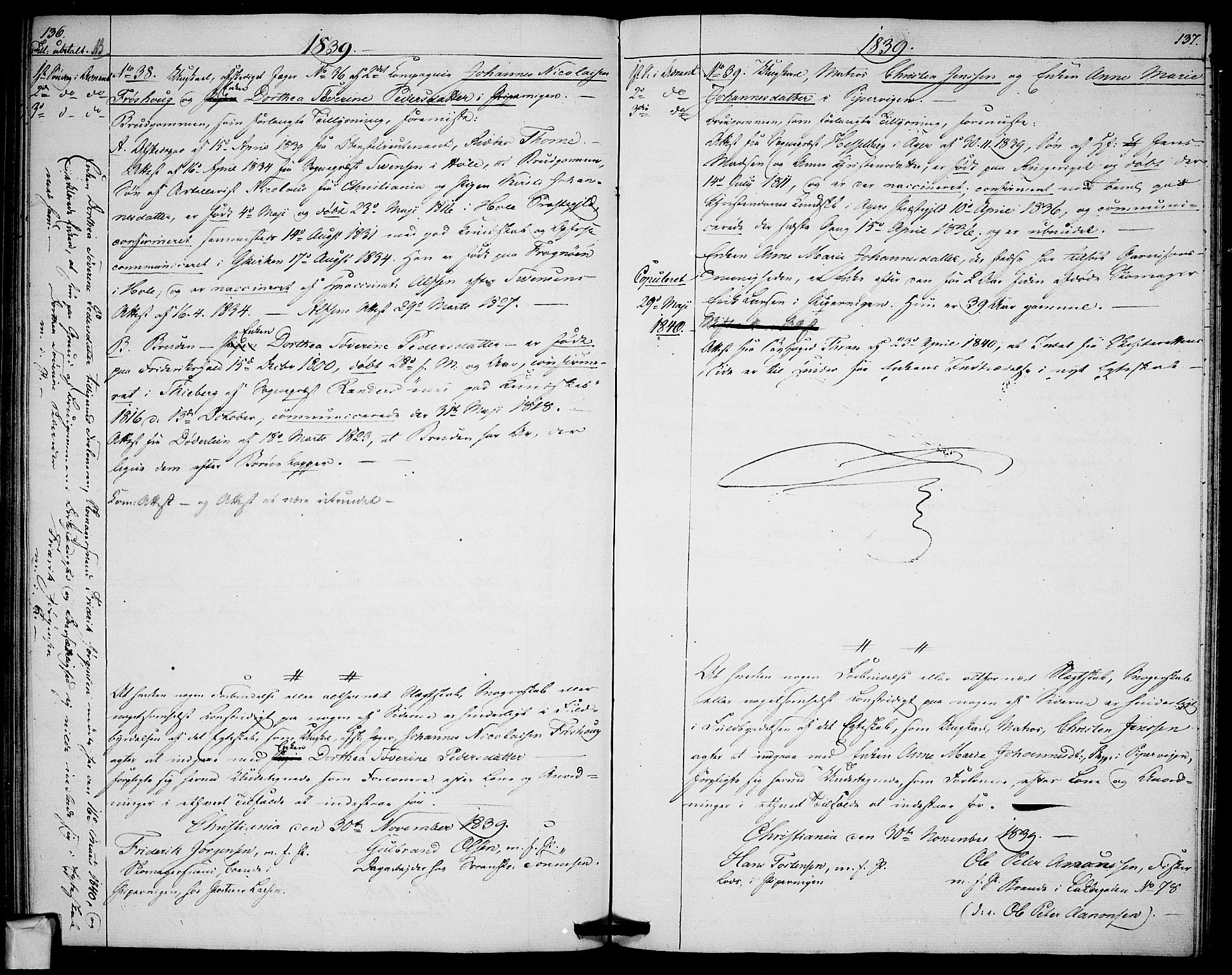 Garnisonsmenigheten Kirkebøker, AV/SAO-A-10846/H/Ha/L0003: Banns register no. I 3, 1835-1840, p. 136-137