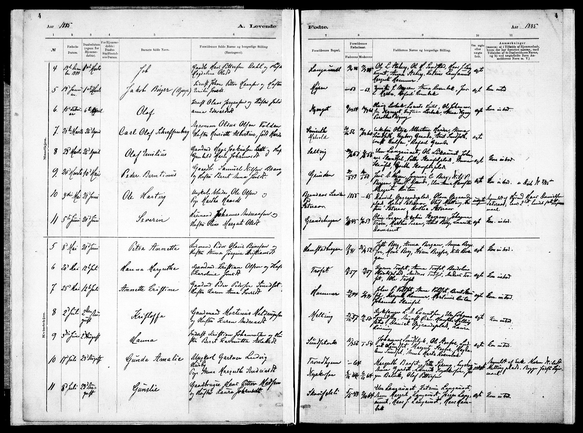 Ministerialprotokoller, klokkerbøker og fødselsregistre - Nord-Trøndelag, SAT/A-1458/733/L0325: Parish register (official) no. 733A04, 1884-1908, p. 4