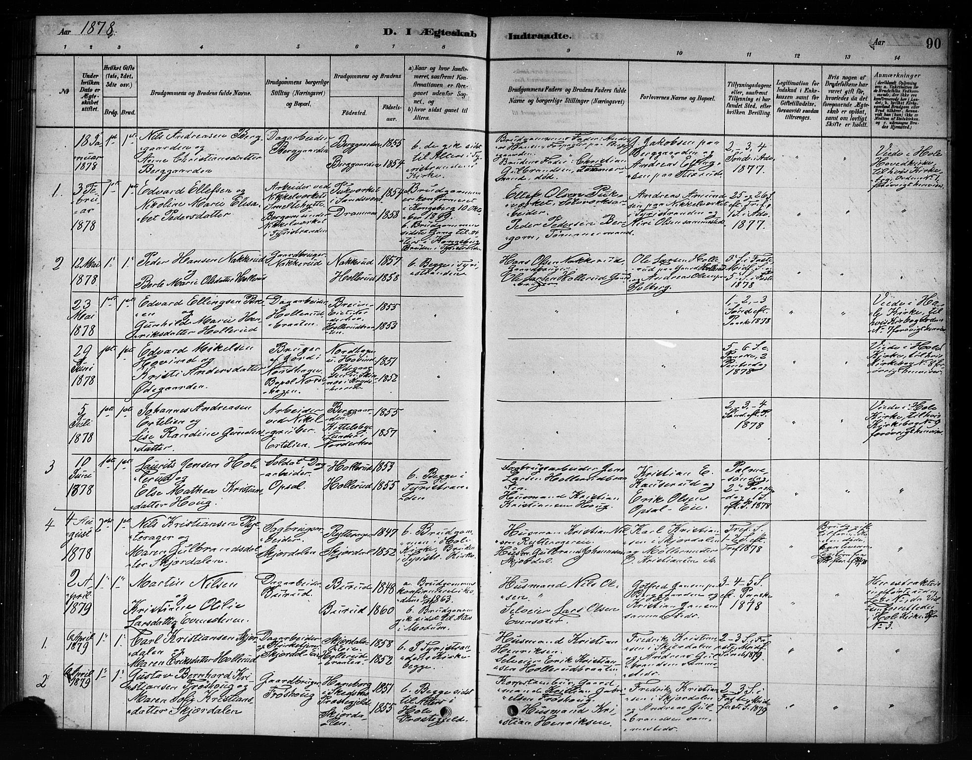 Hole kirkebøker, SAKO/A-228/F/Fb/L0001: Parish register (official) no. II 1, 1878-1891, p. 90