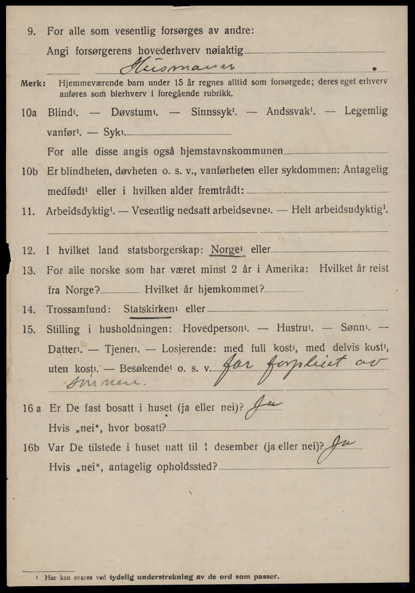 SAT, 1920 census for Nesset, 1920, p. 3239