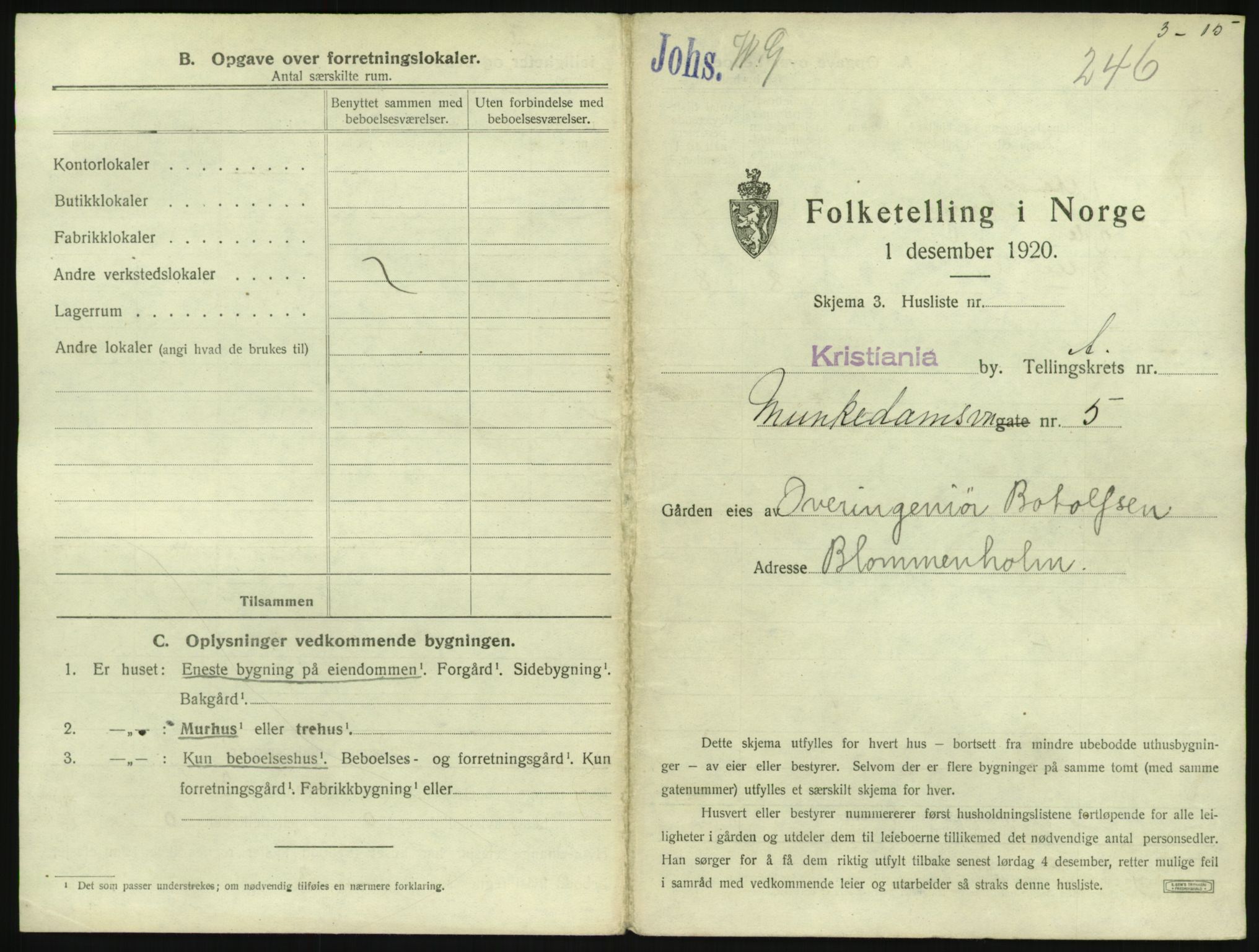 SAO, 1920 census for Kristiania, 1920, p. 68136