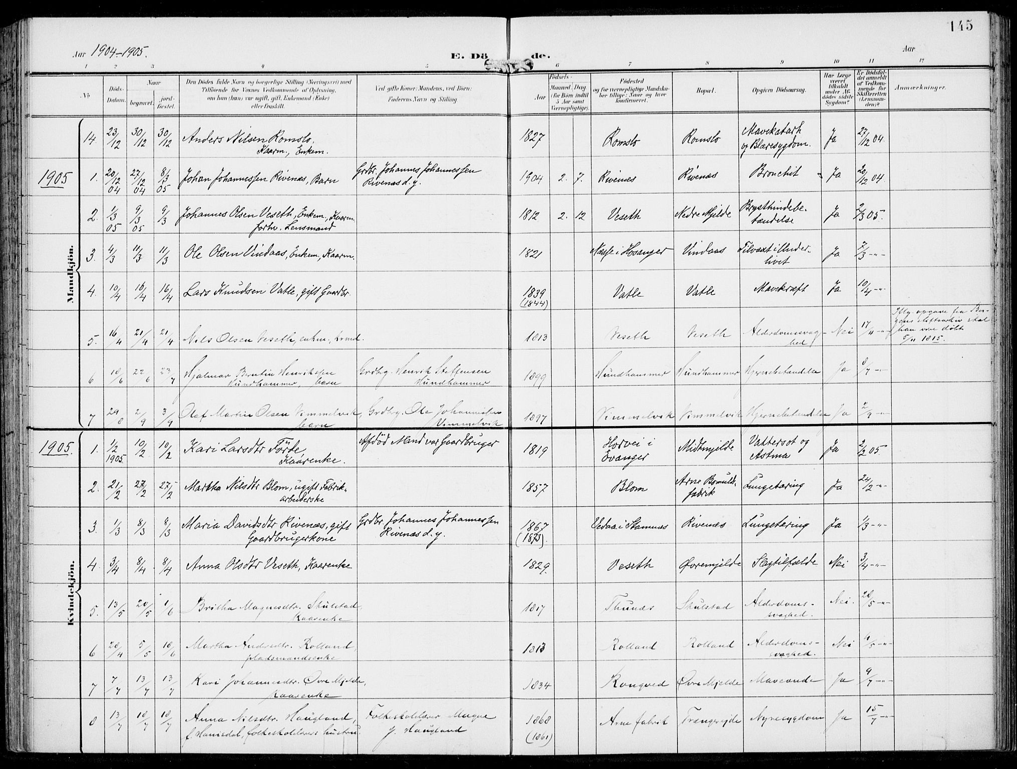 Haus sokneprestembete, SAB/A-75601/H/Haa: Parish register (official) no. B  2, 1899-1912, p. 145