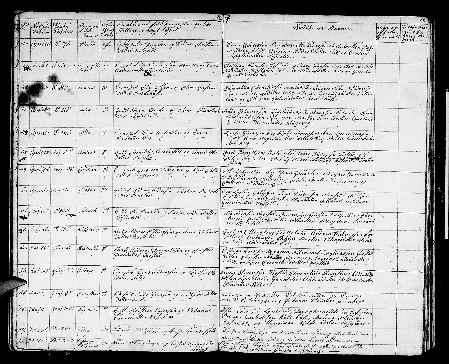 Fjaler sokneprestembete, AV/SAB-A-79801/H/Hab/Haba/L0001: Parish register (copy) no. A 1, 1836-1846, p. 14