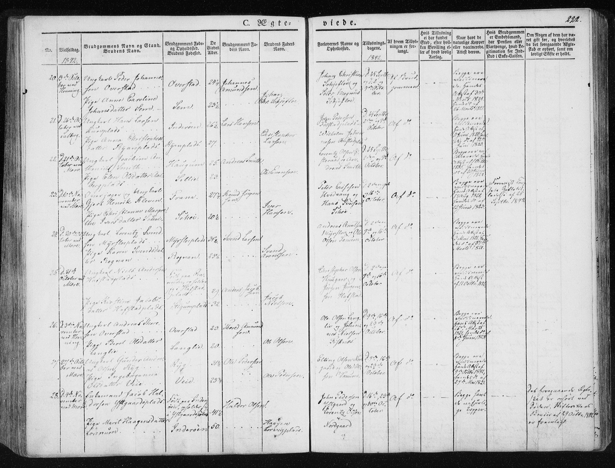 Ministerialprotokoller, klokkerbøker og fødselsregistre - Nord-Trøndelag, SAT/A-1458/735/L0339: Parish register (official) no. 735A06 /1, 1836-1848, p. 222