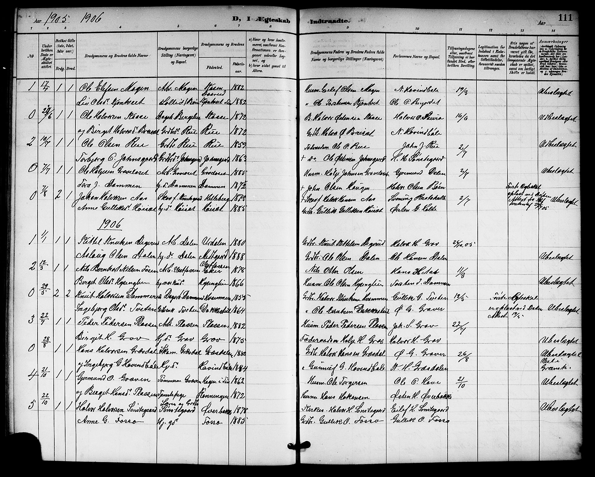 Gransherad kirkebøker, SAKO/A-267/G/Gb/L0003: Parish register (copy) no. II 3, 1887-1921, p. 111