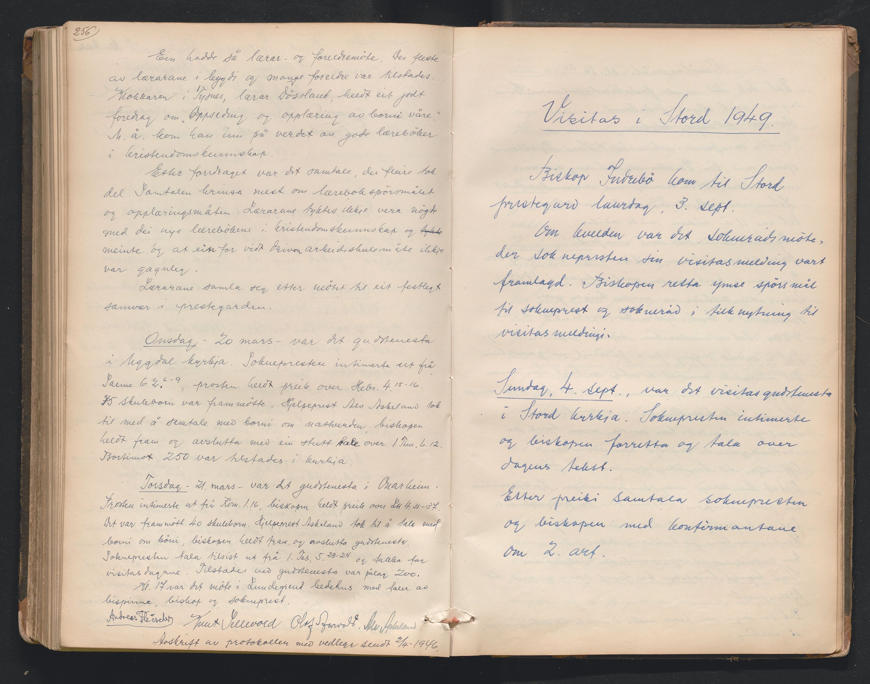 Nordre Sunnhordland prosti, AV/SAB-A-99912/F/L0001: Visitasprotokoll , 1860-1959, p. 256