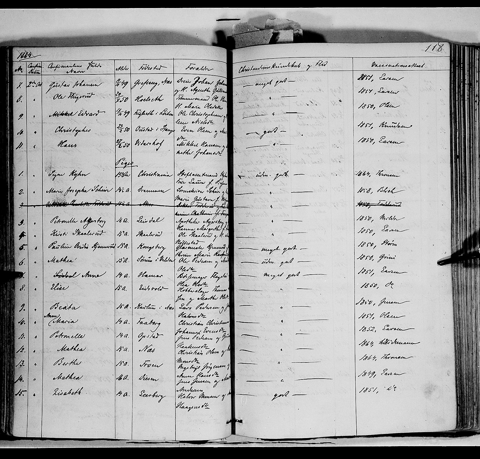 Vang prestekontor, Hedmark, AV/SAH-PREST-008/H/Ha/Haa/L0011: Parish register (official) no. 11, 1852-1877, p. 118