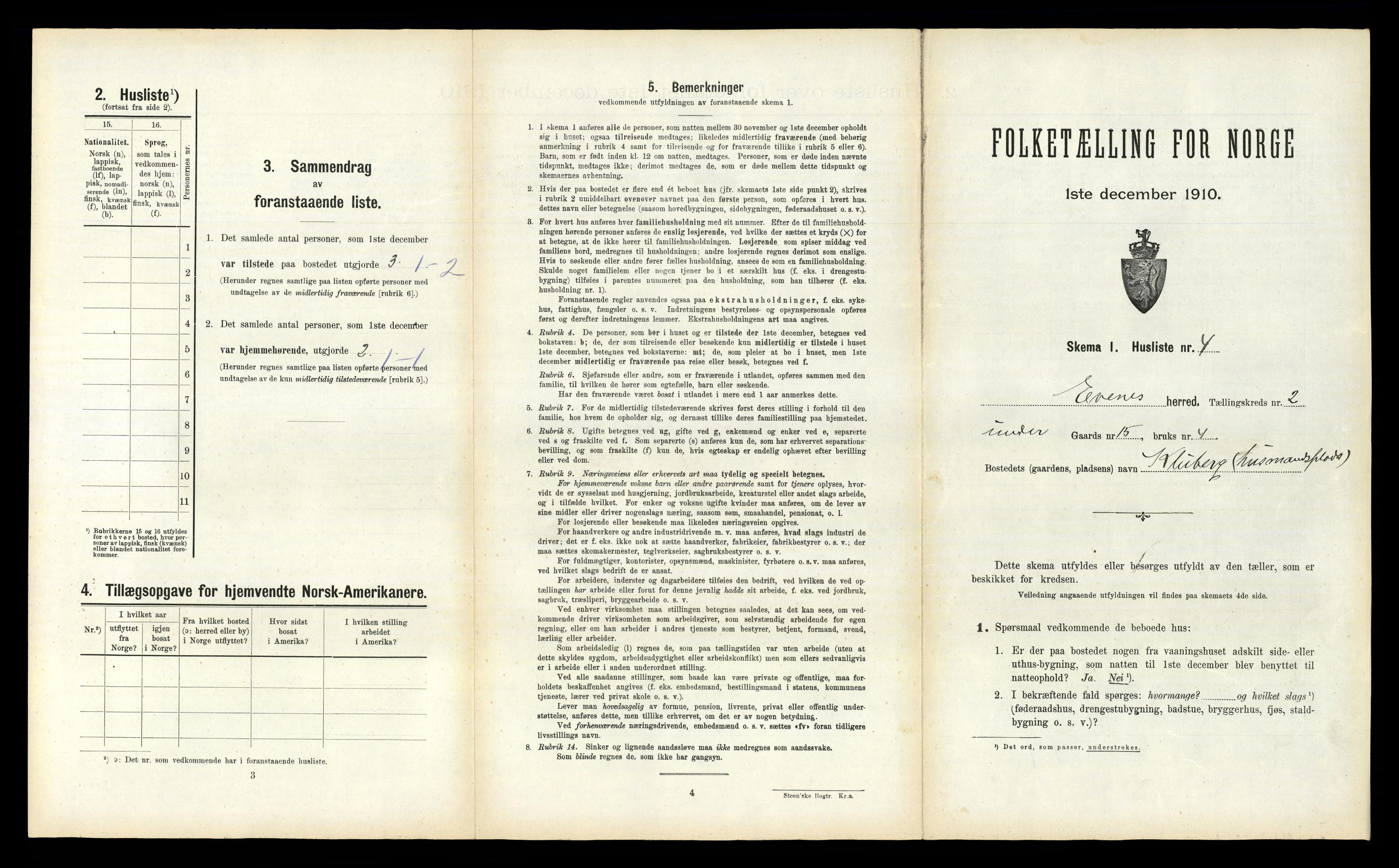 RA, 1910 census for Evenes, 1910, p. 253