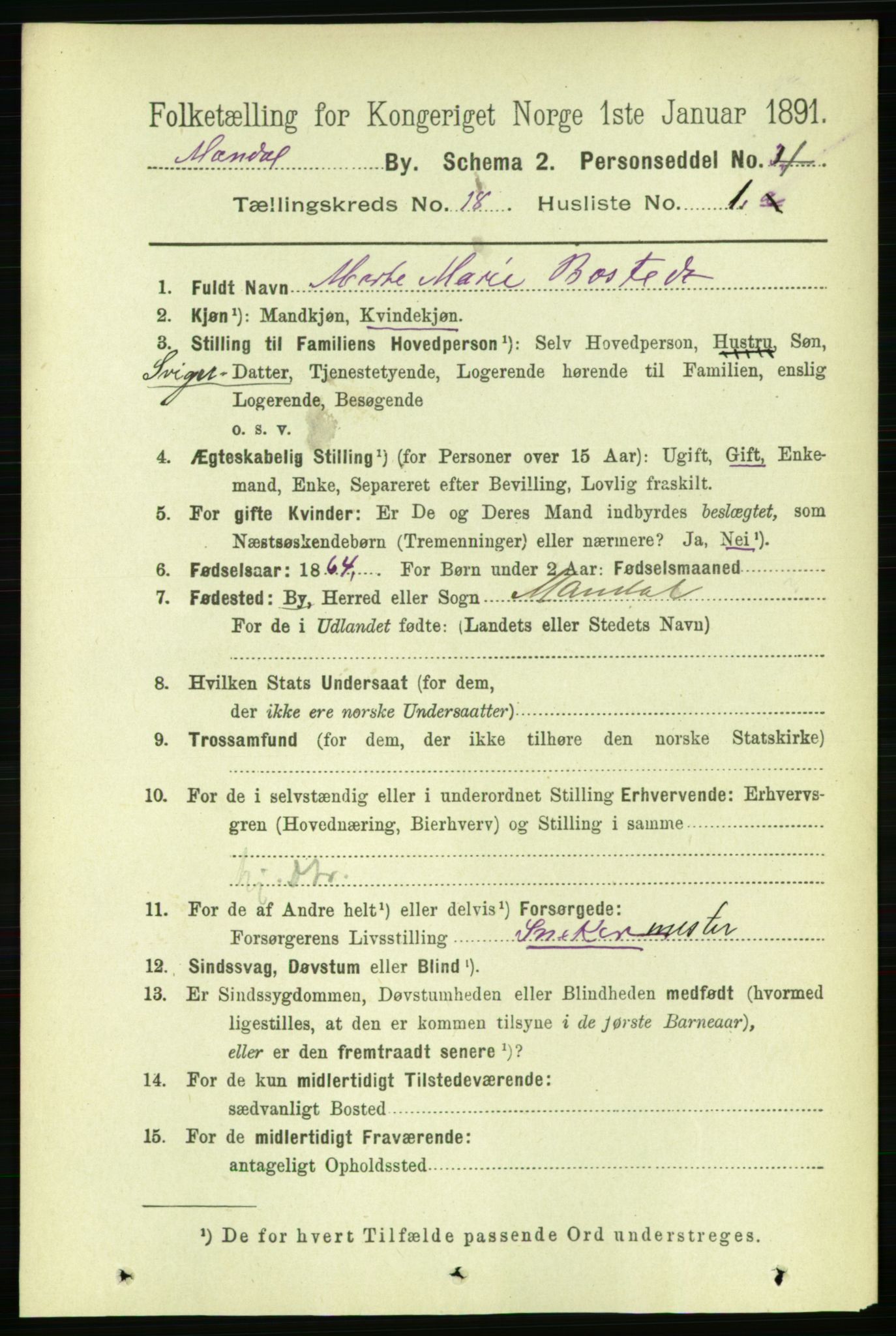 RA, 1891 census for 1002 Mandal, 1891, p. 3703