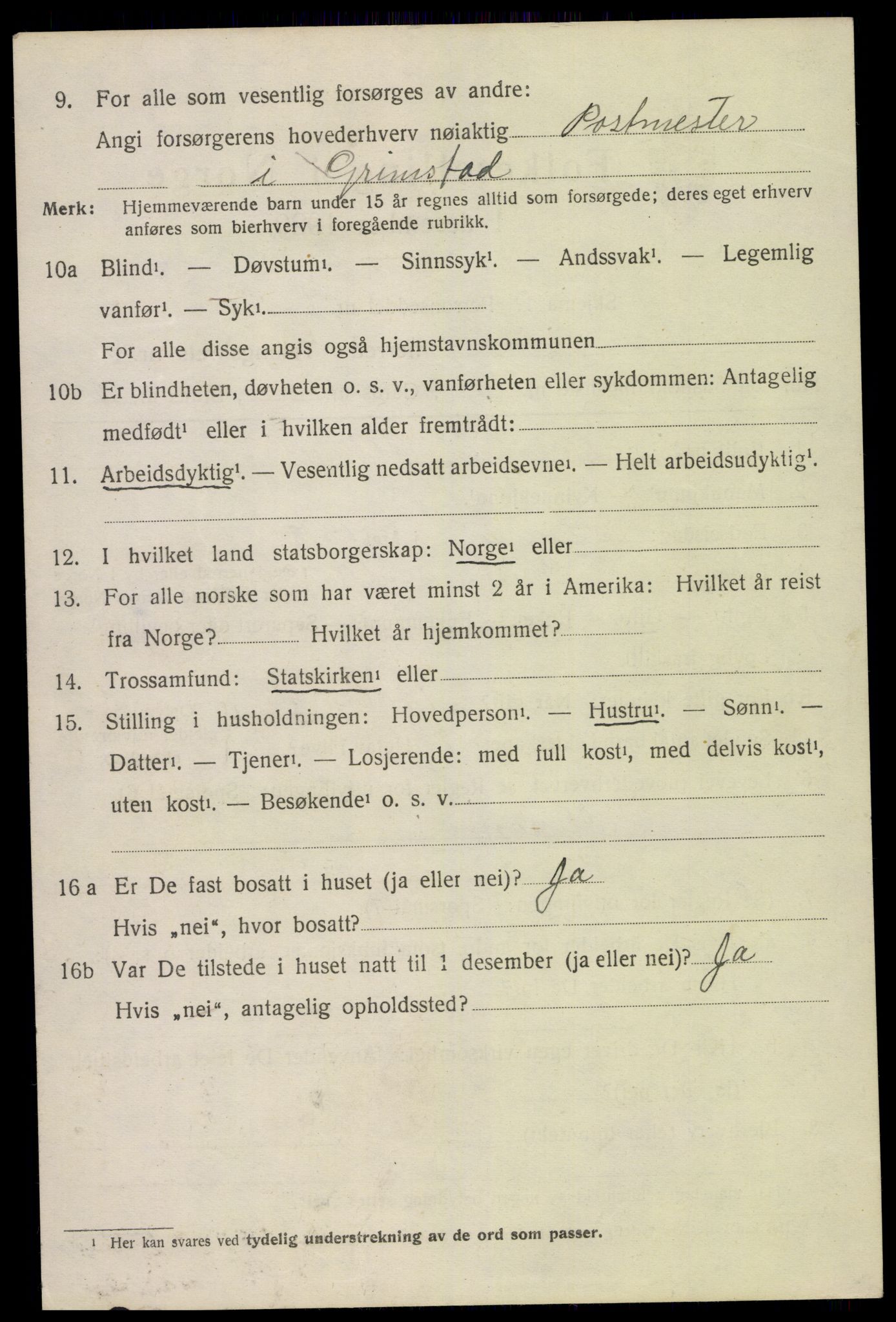 SAK, 1920 census for Fjære, 1920, p. 8214