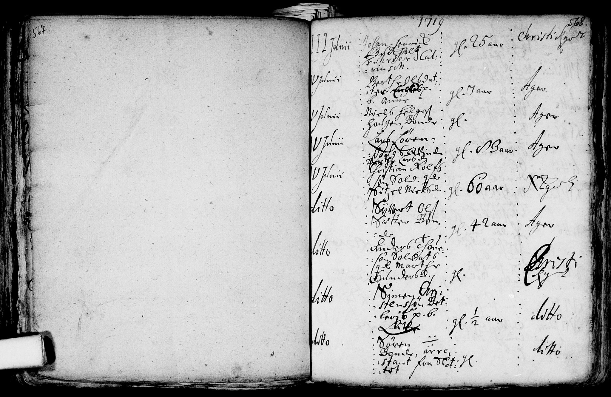 Aker prestekontor kirkebøker, AV/SAO-A-10861/F/L0002: Parish register (official) no. 2, 1714-1720, p. 567-568