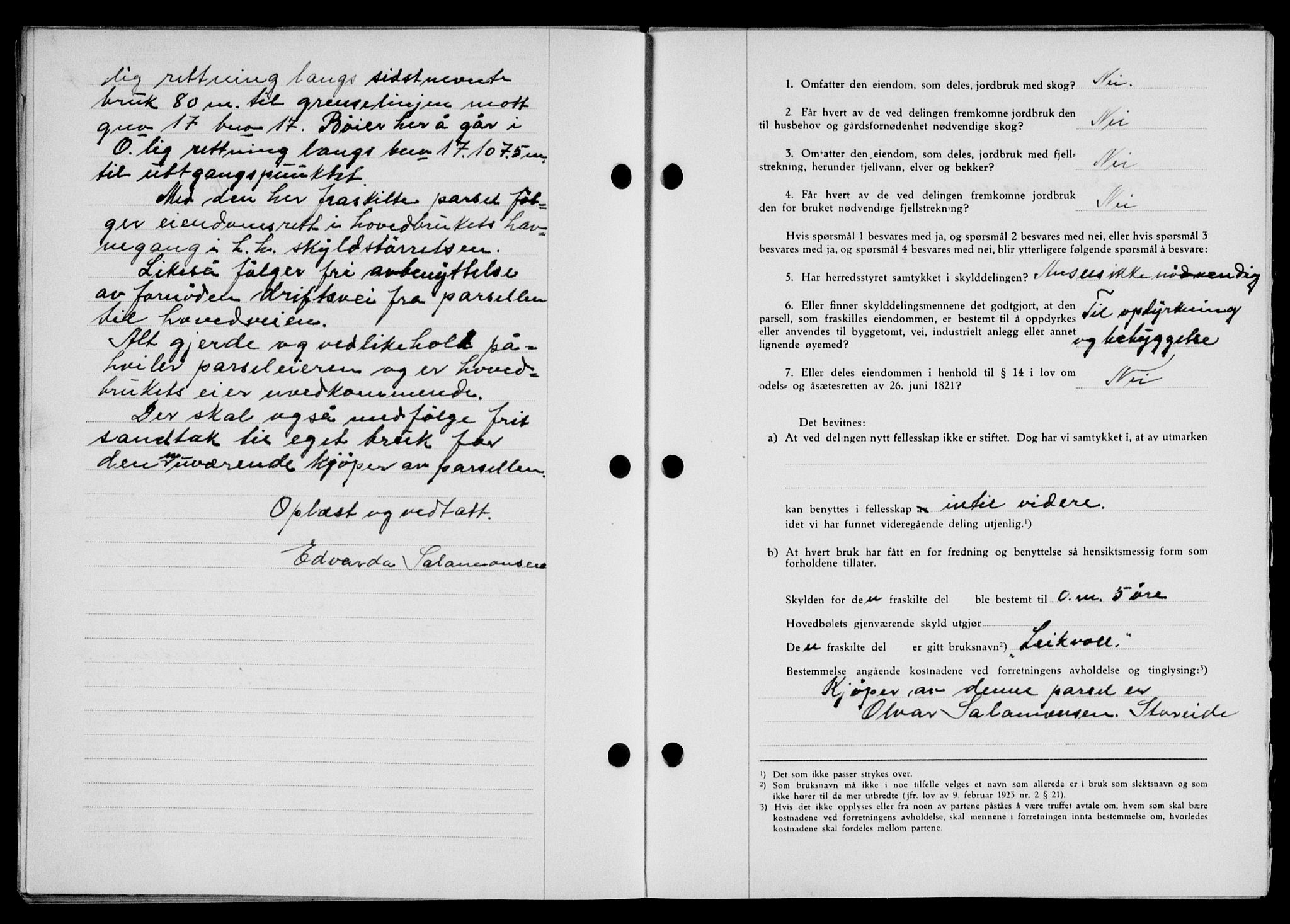 Lofoten sorenskriveri, SAT/A-0017/1/2/2C/L0013a: Mortgage book no. 13a, 1944-1946, Diary no: : 824/1945