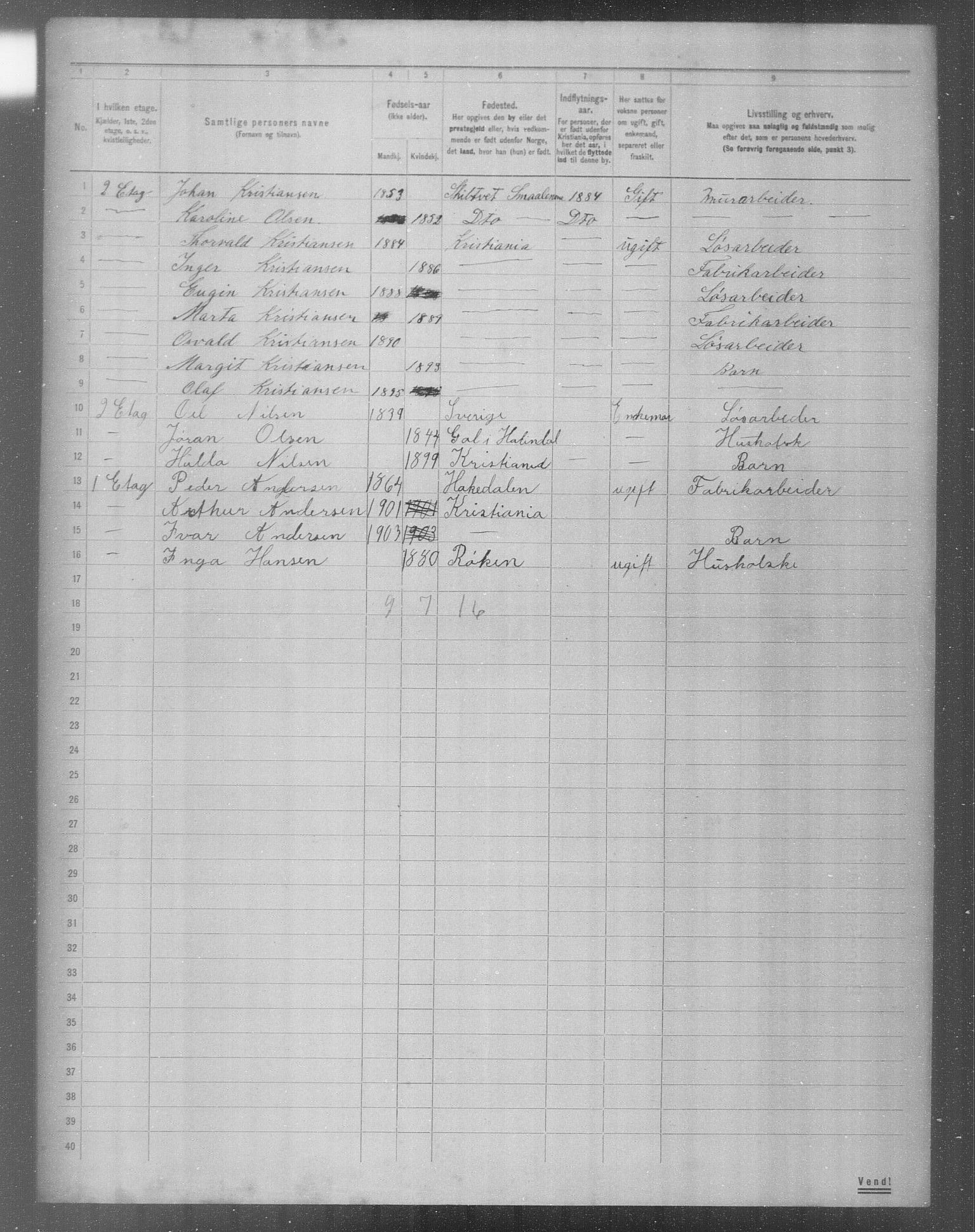 OBA, Municipal Census 1904 for Kristiania, 1904, p. 7966