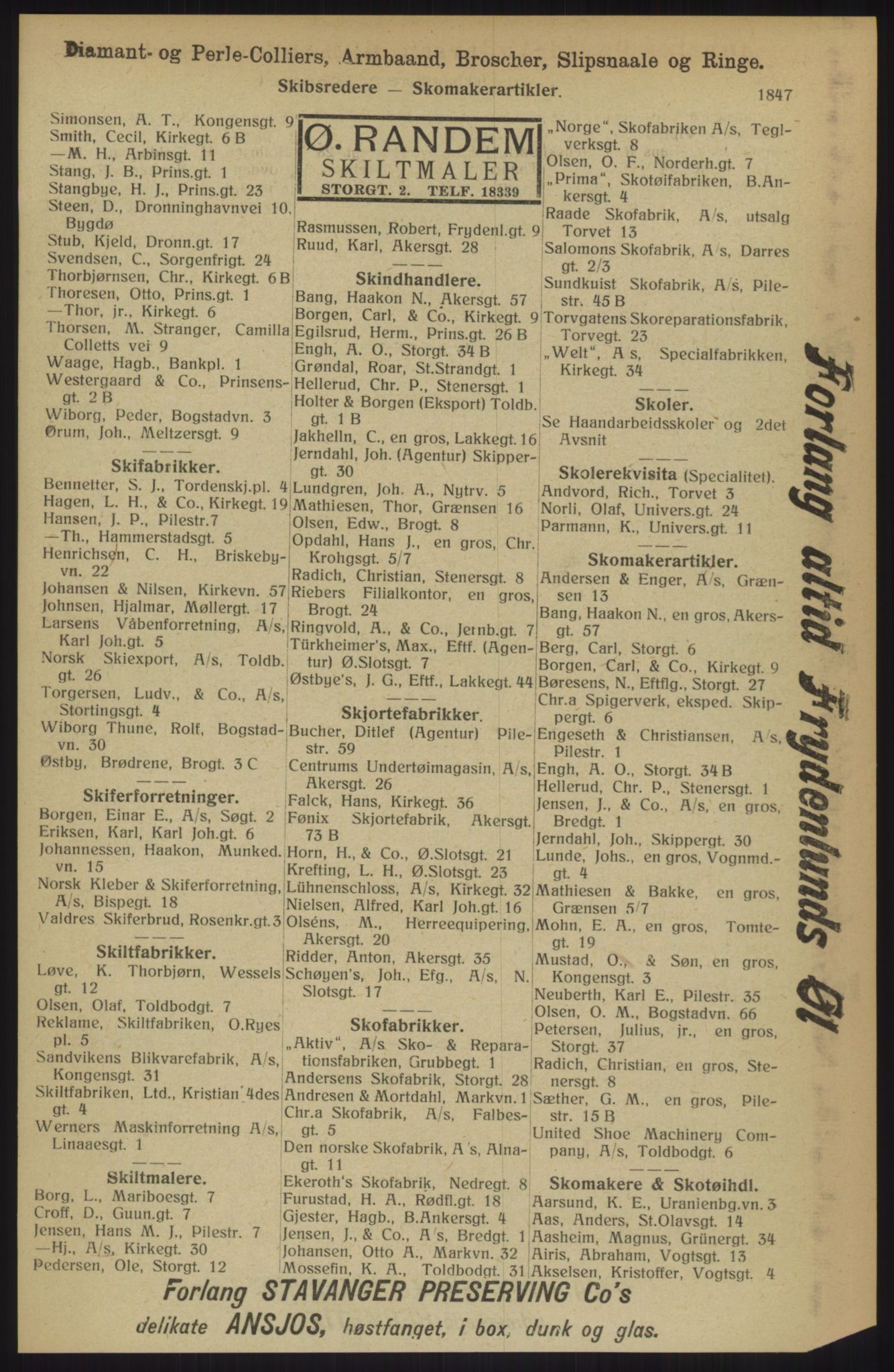 Kristiania/Oslo adressebok, PUBL/-, 1914, p. 1847