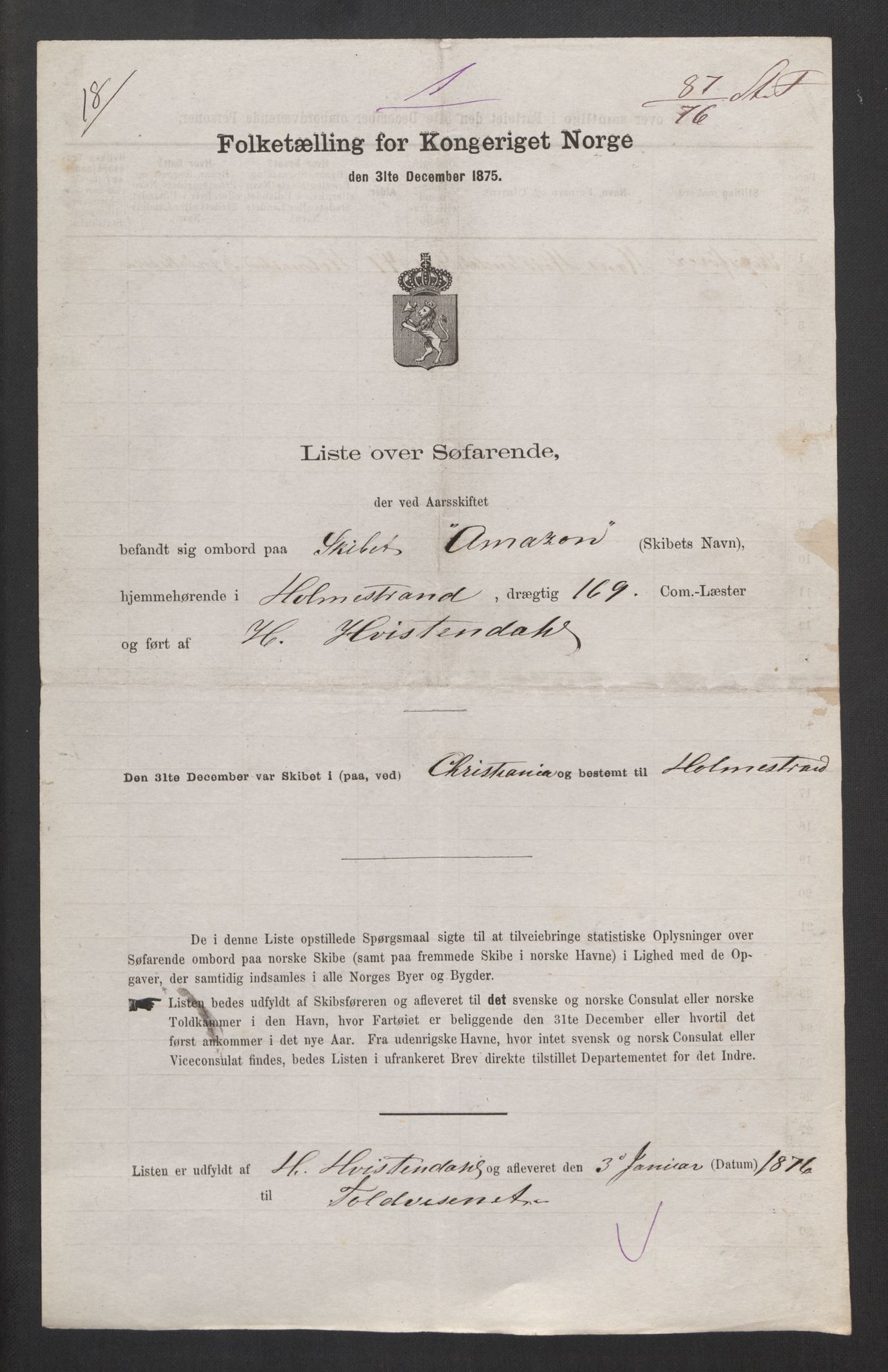 RA, 1875 census, lists of crew on ships: Ships in domestic ports, 1875, p. 174