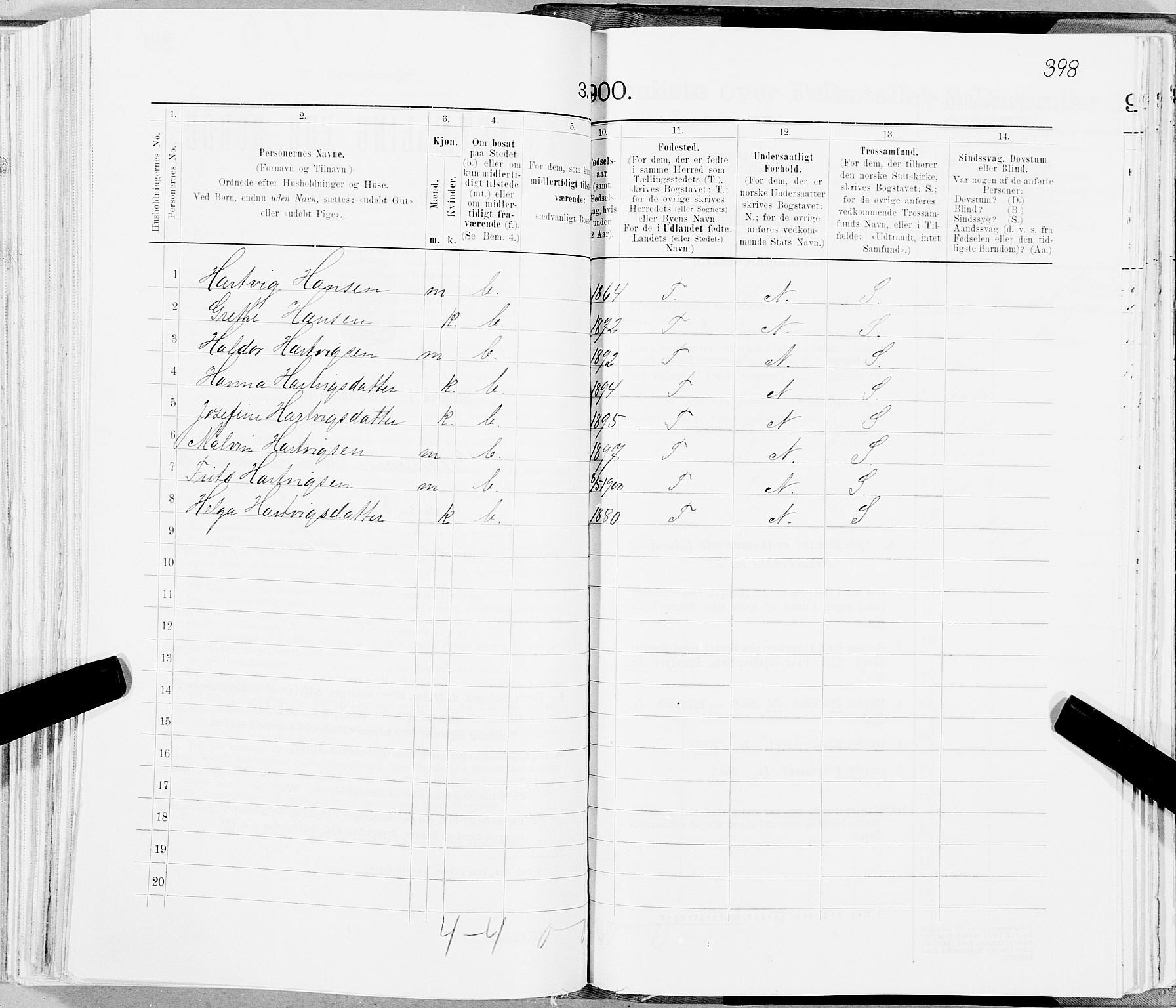 SAT, 1900 census for Gildeskål, 1900, p. 1908