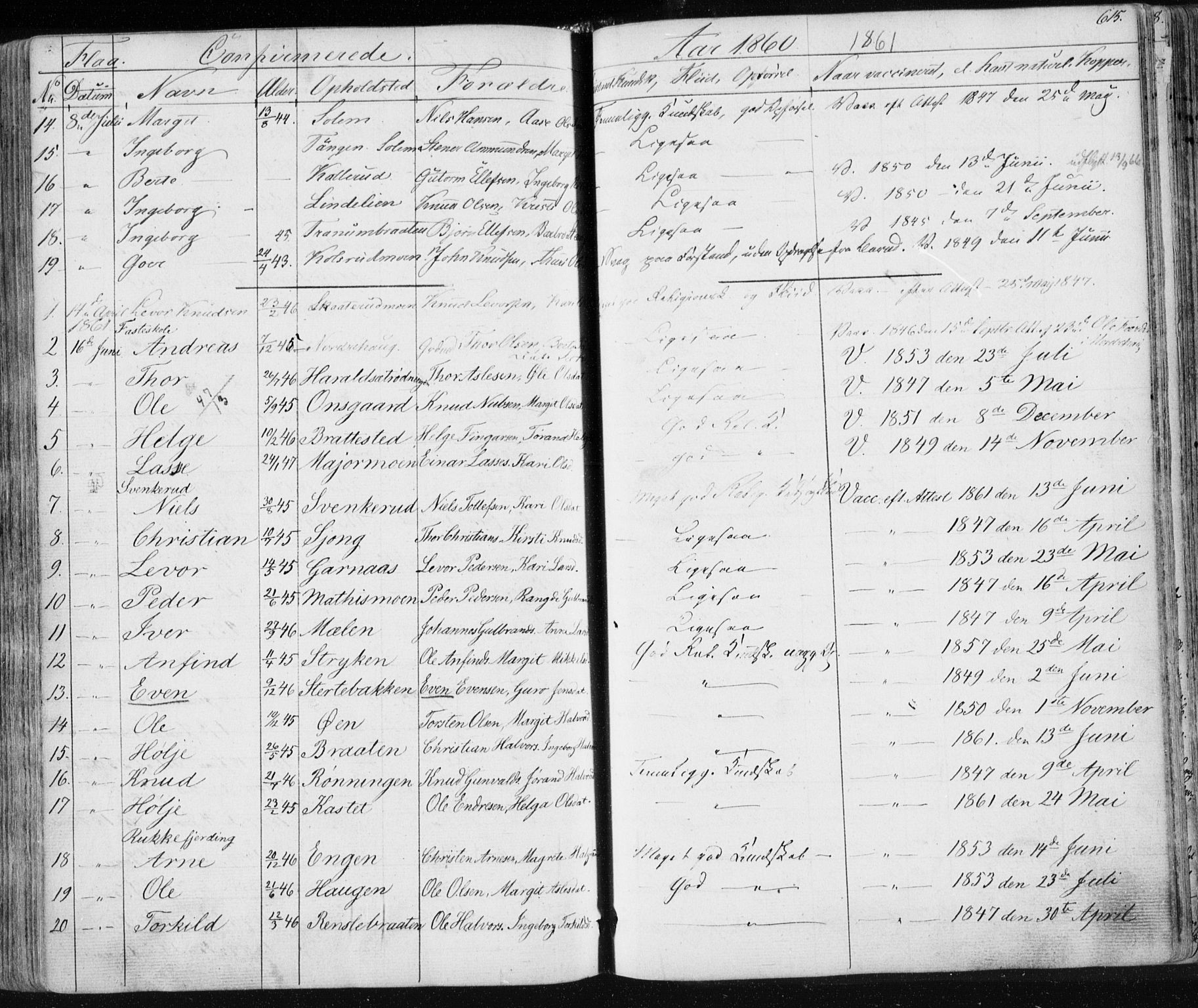 Nes kirkebøker, SAKO/A-236/F/Fa/L0009: Parish register (official) no. 9, 1834-1863, p. 615