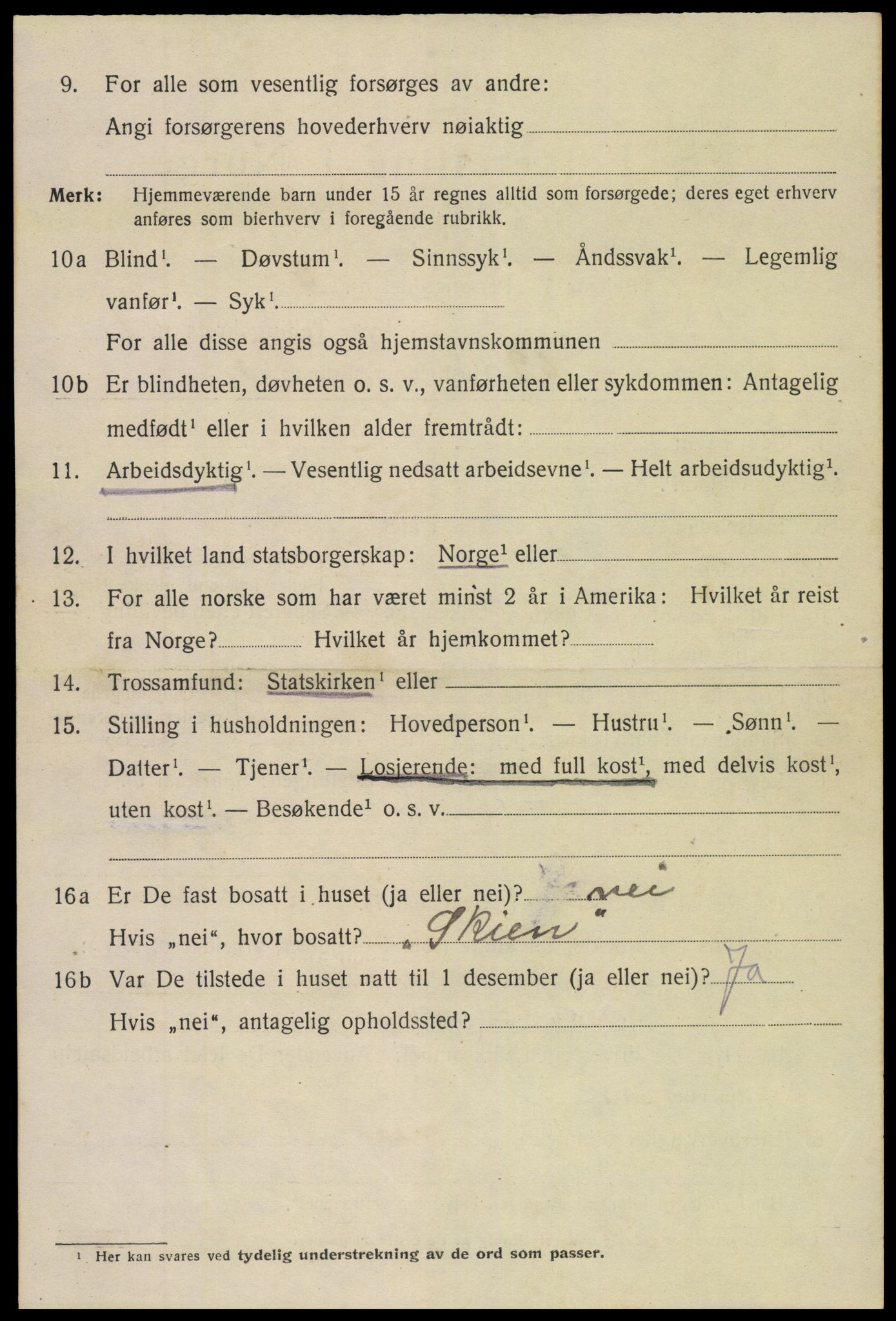 SAK, 1920 census for Tvedestrand, 1920, p. 2102