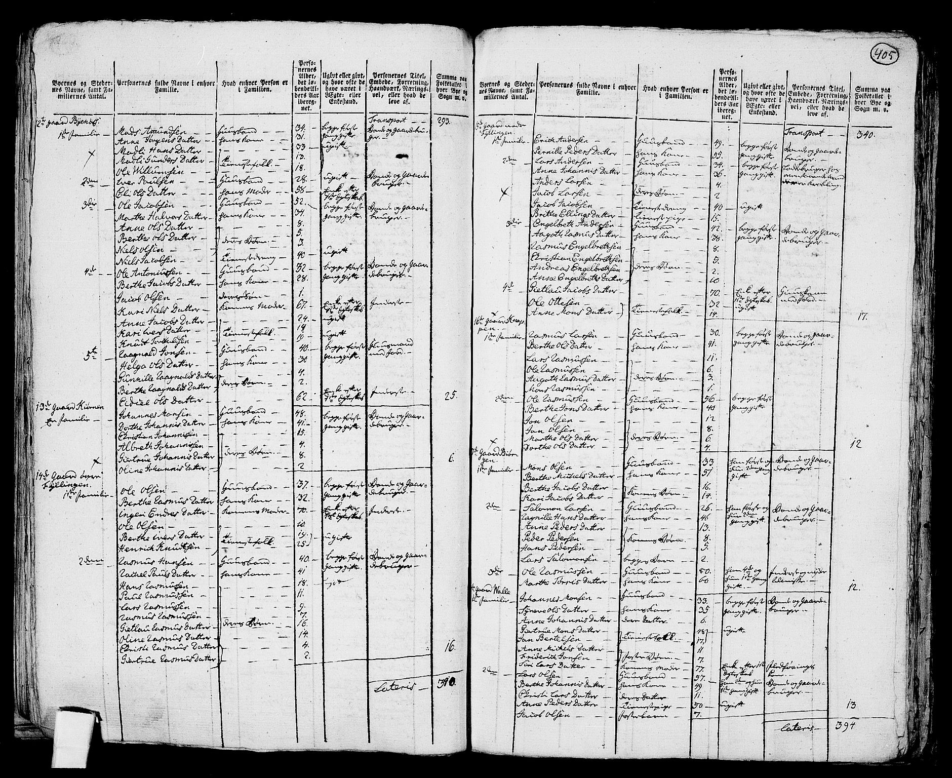 RA, 1801 census for 1249P Fana, 1801, p. 404b-405a