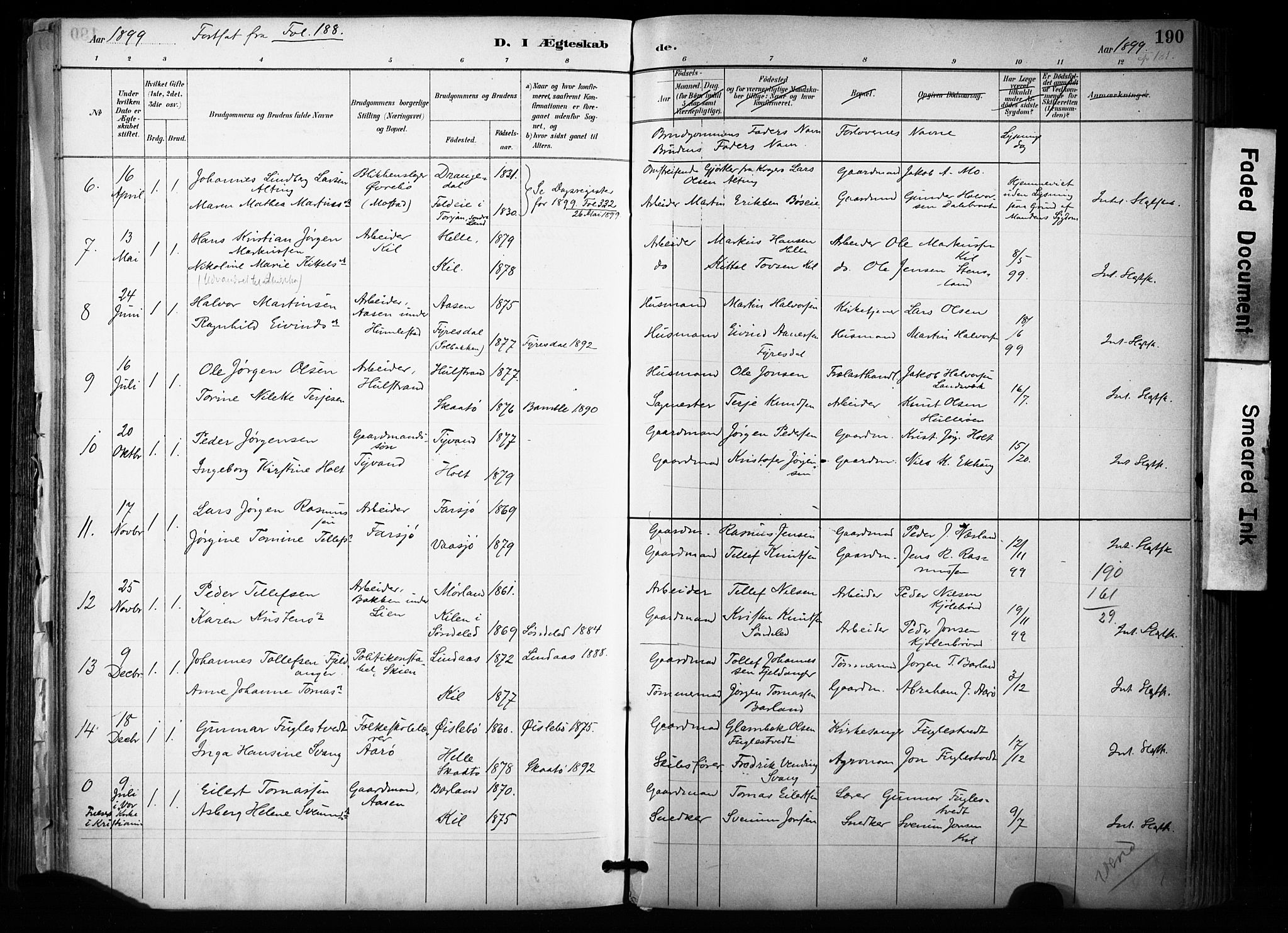 Sannidal kirkebøker, SAKO/A-296/F/Fa/L0015: Parish register (official) no. 15, 1884-1899, p. 190