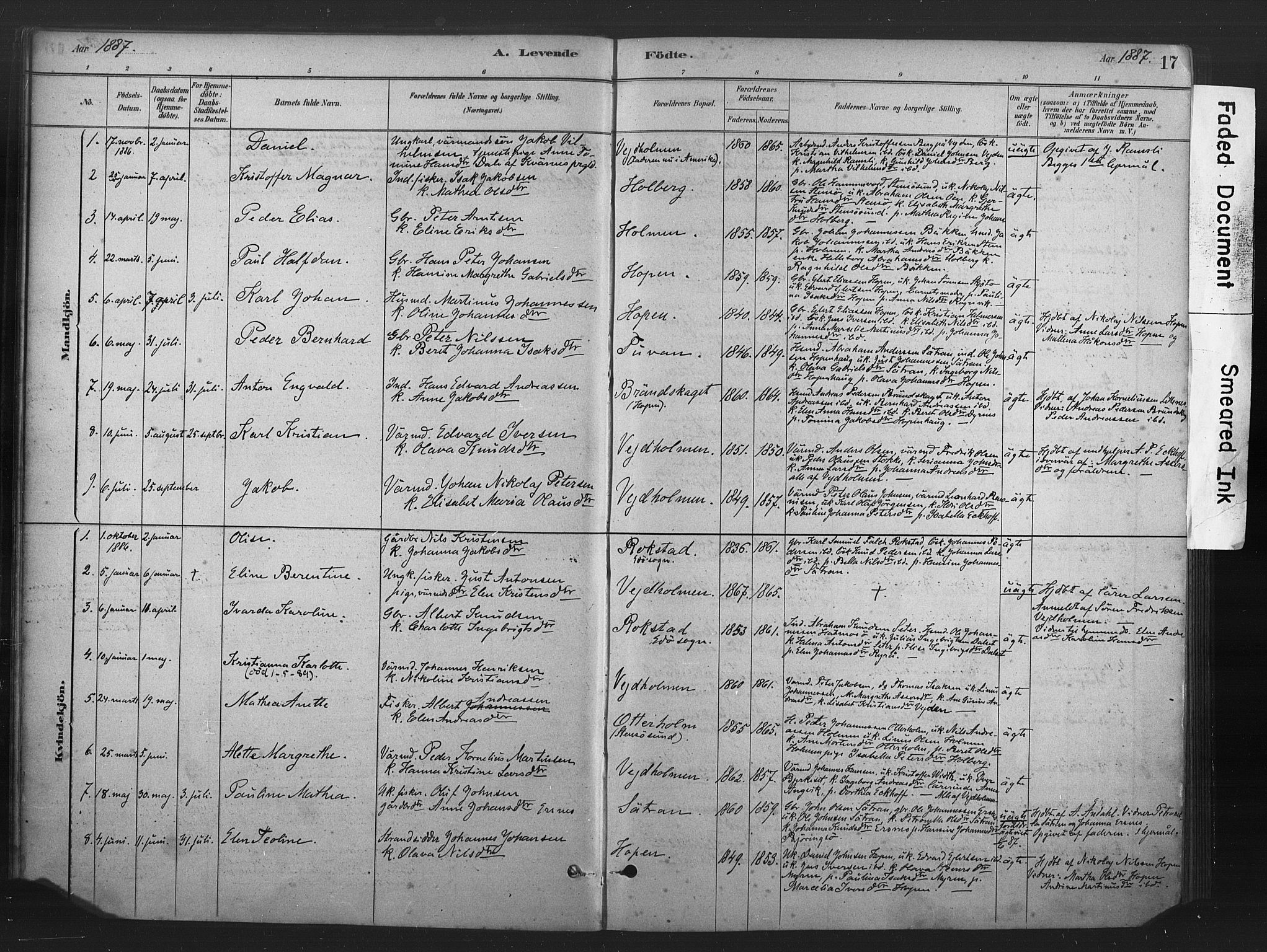 Ministerialprotokoller, klokkerbøker og fødselsregistre - Møre og Romsdal, AV/SAT-A-1454/583/L0954: Parish register (official) no. 583A01, 1880-1906, p. 17