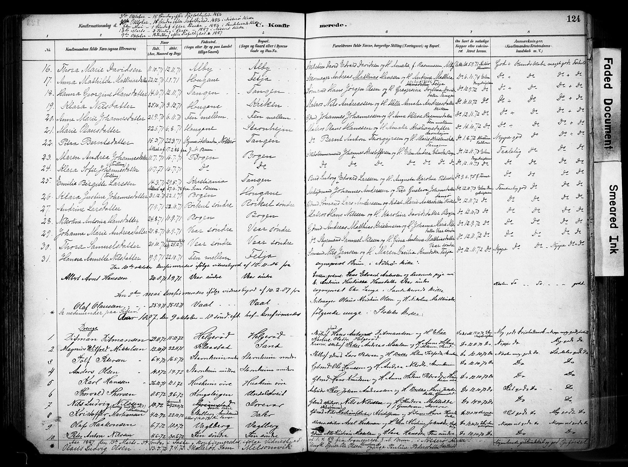 Stokke kirkebøker, SAKO/A-320/F/Fa/L0010: Parish register (official) no. I 10, 1884-1903, p. 124