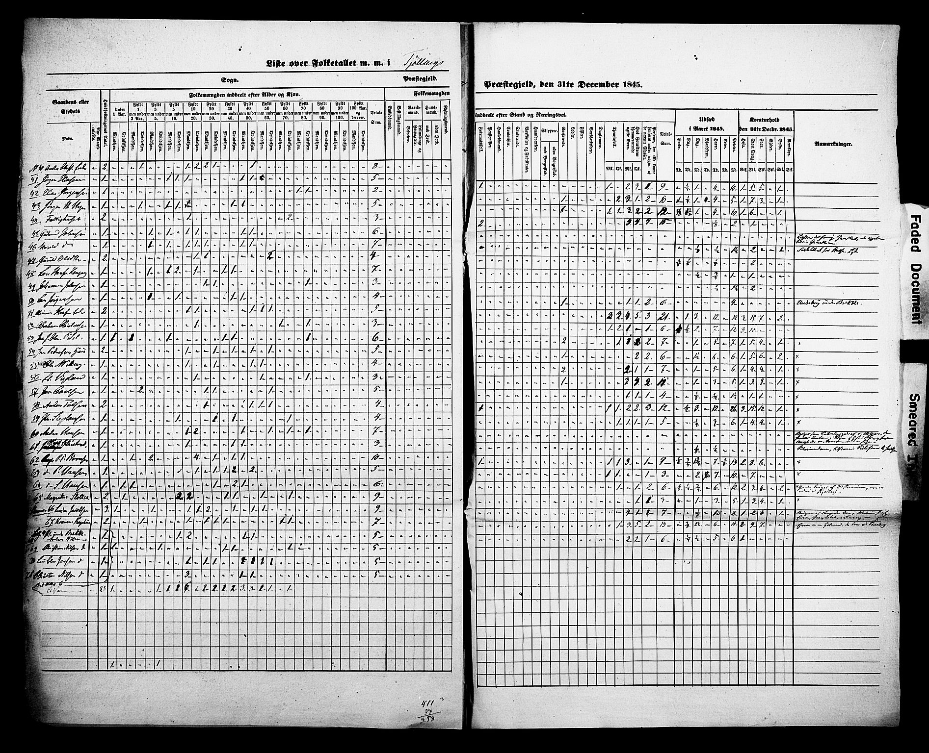 , Census 1845 for Tjølling, 1845, p. 4