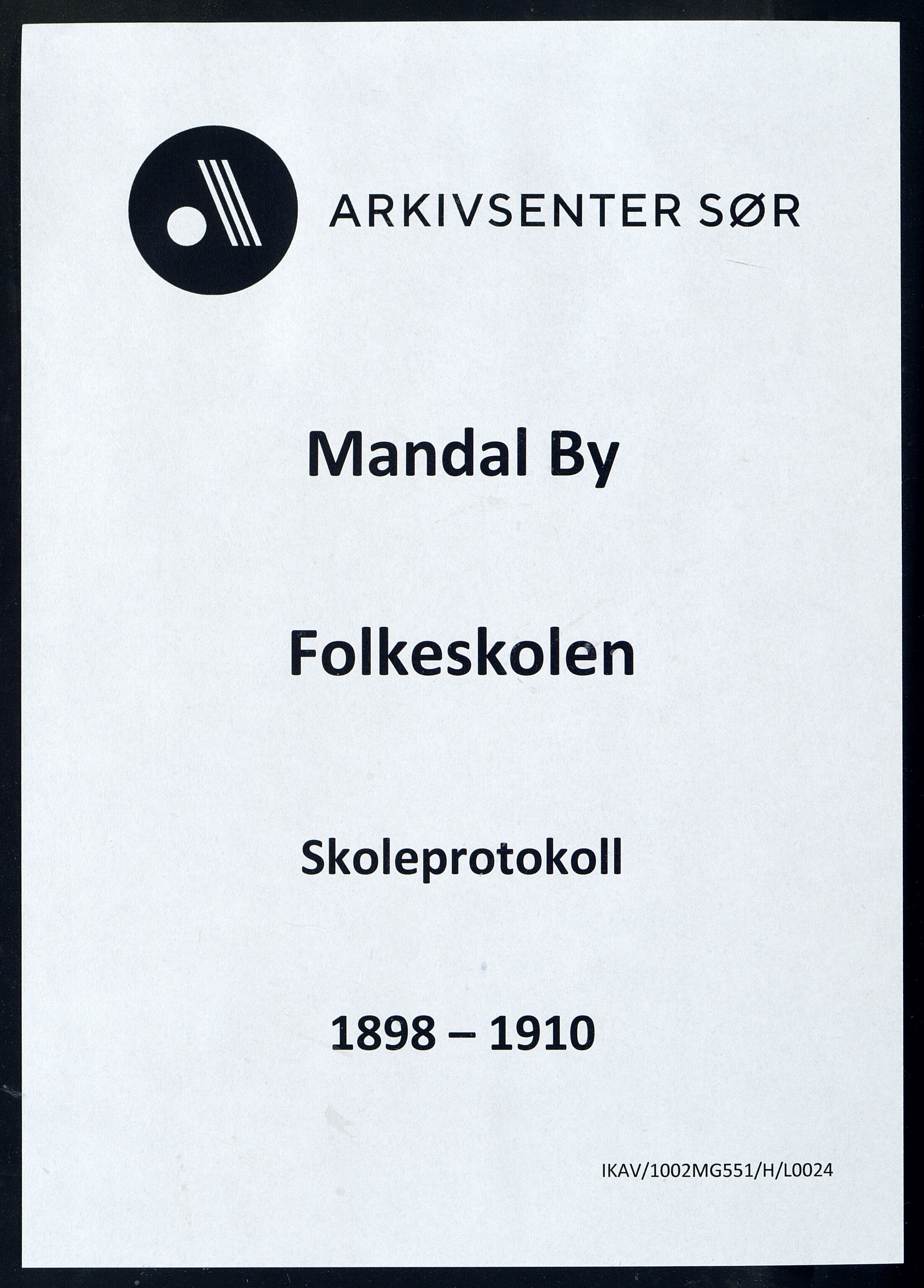 Mandal By - Mandal Allmueskole/Folkeskole/Skole, ARKSOR/1002MG551/H/L0024: Skoleprotokoll, 1898-1910