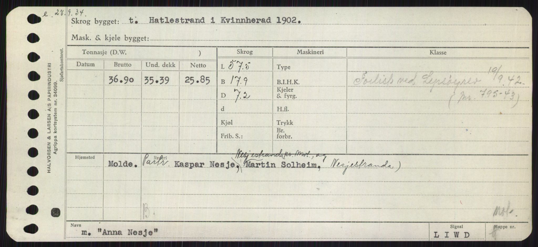 Sjøfartsdirektoratet med forløpere, Skipsmålingen, RA/S-1627/H/Ha/L0001/0001: Fartøy, A-Eig / Fartøy A-Bjøn, p. 301