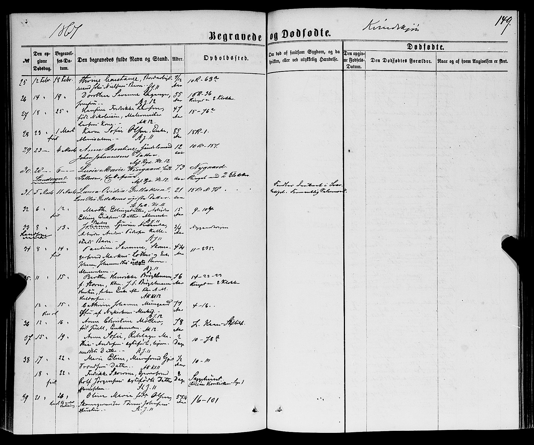 Domkirken sokneprestembete, AV/SAB-A-74801/H/Haa/L0042: Parish register (official) no. E 3, 1863-1876, p. 149