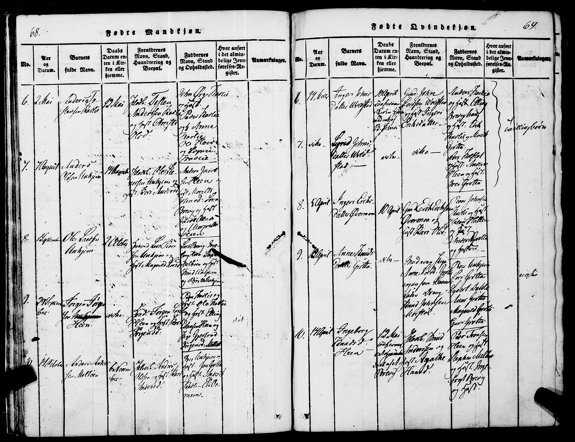 Ministerialprotokoller, klokkerbøker og fødselsregistre - Møre og Romsdal, AV/SAT-A-1454/545/L0585: Parish register (official) no. 545A01, 1818-1853, p. 68-69