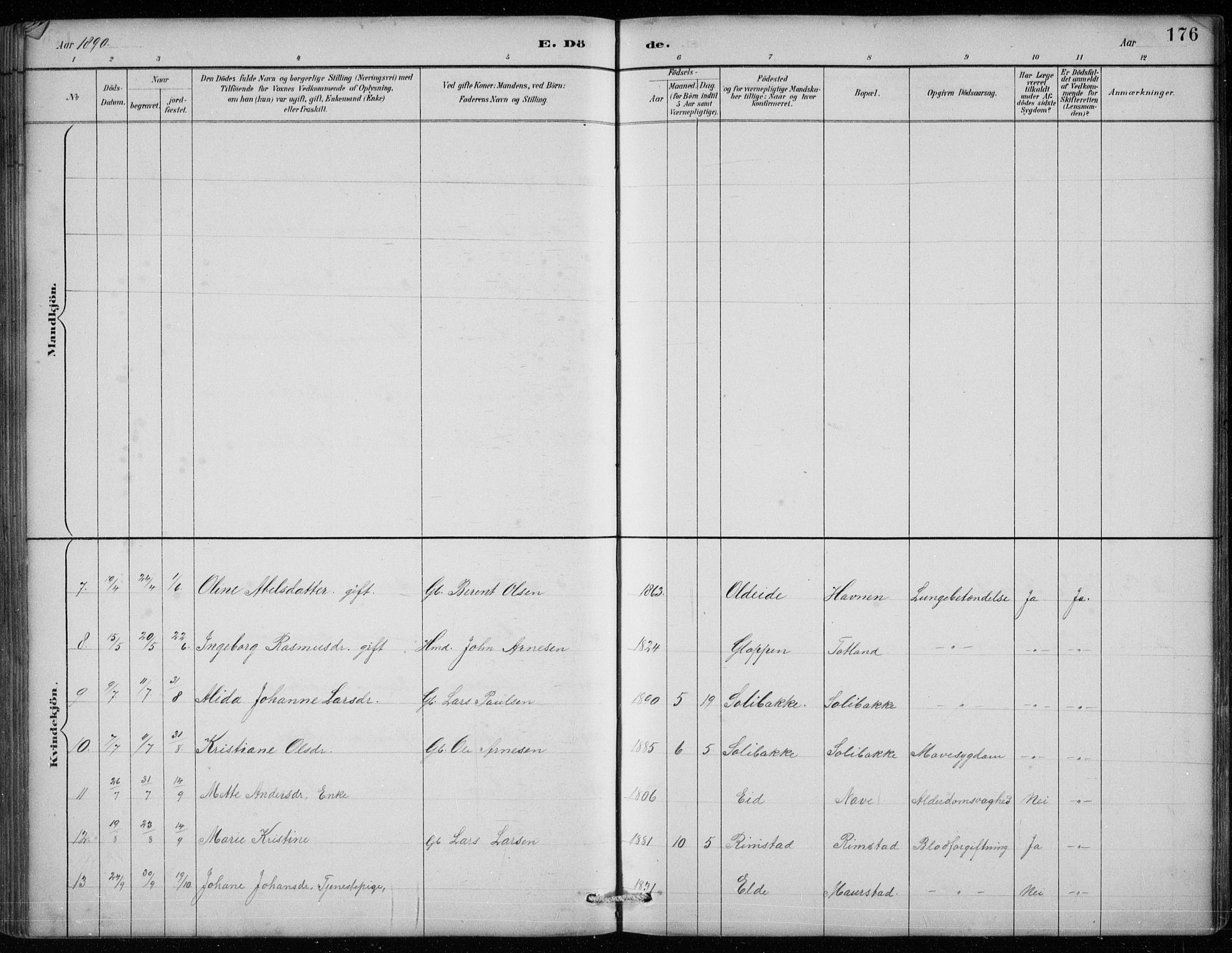 Davik sokneprestembete, AV/SAB-A-79701/H/Hab/Habc/L0002: Parish register (copy) no. C 2, 1889-1906, p. 176