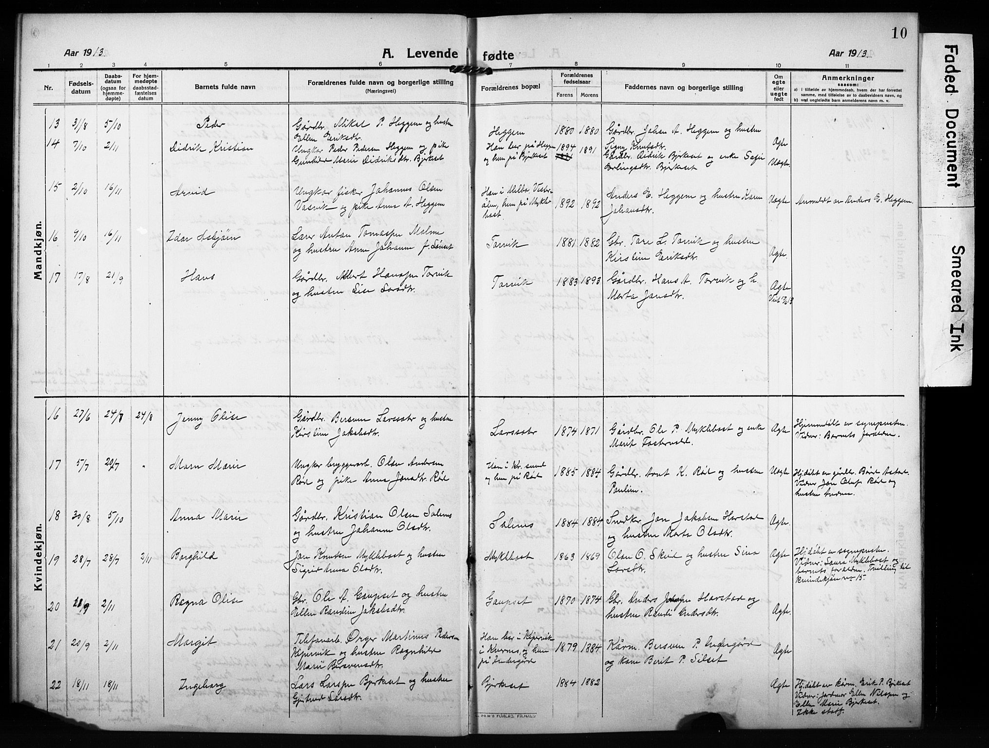 Ministerialprotokoller, klokkerbøker og fødselsregistre - Møre og Romsdal, AV/SAT-A-1454/584/L0970: Parish register (copy) no. 584C03, 1912-1932, p. 10