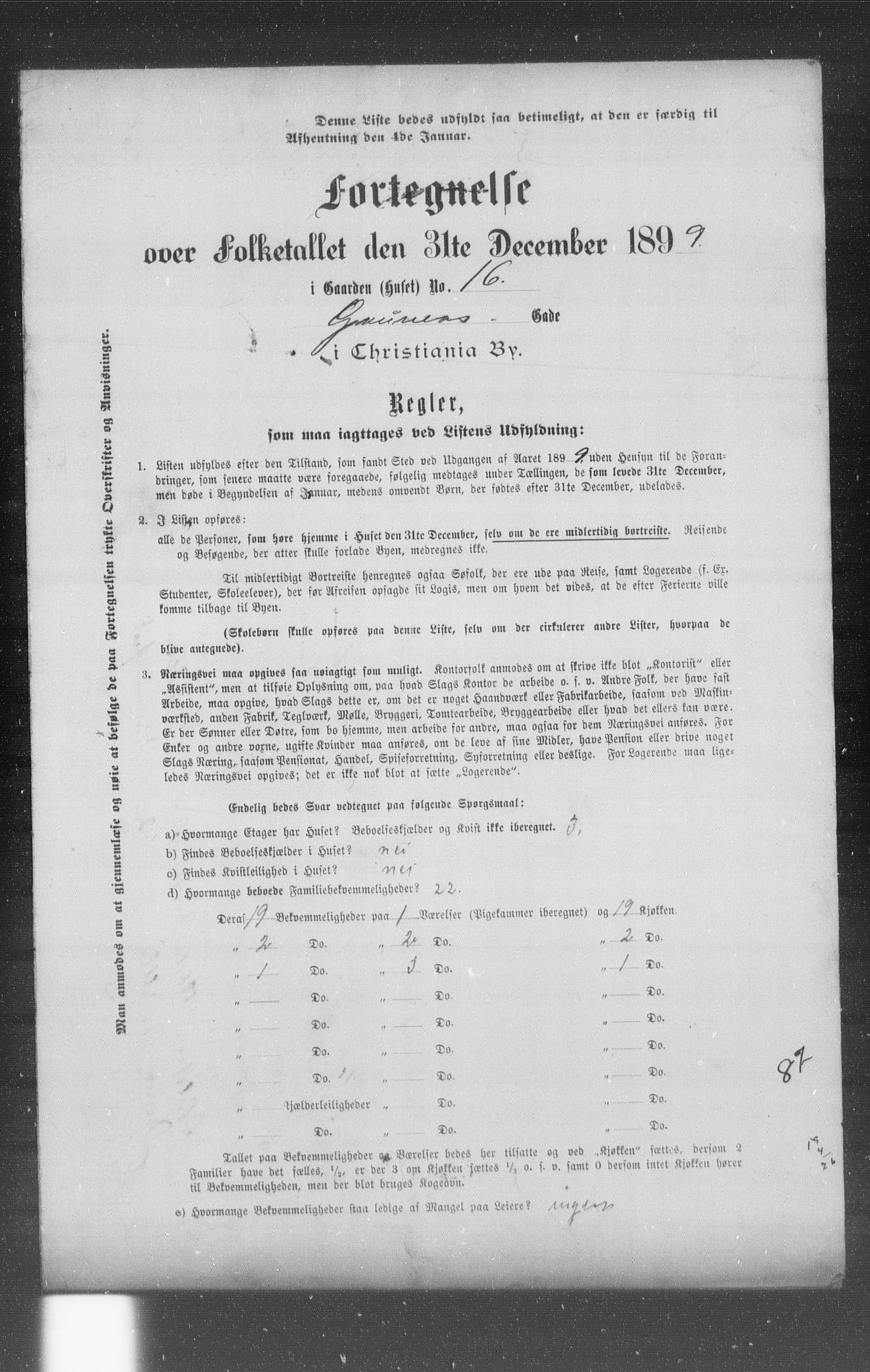 OBA, Municipal Census 1899 for Kristiania, 1899, p. 4140