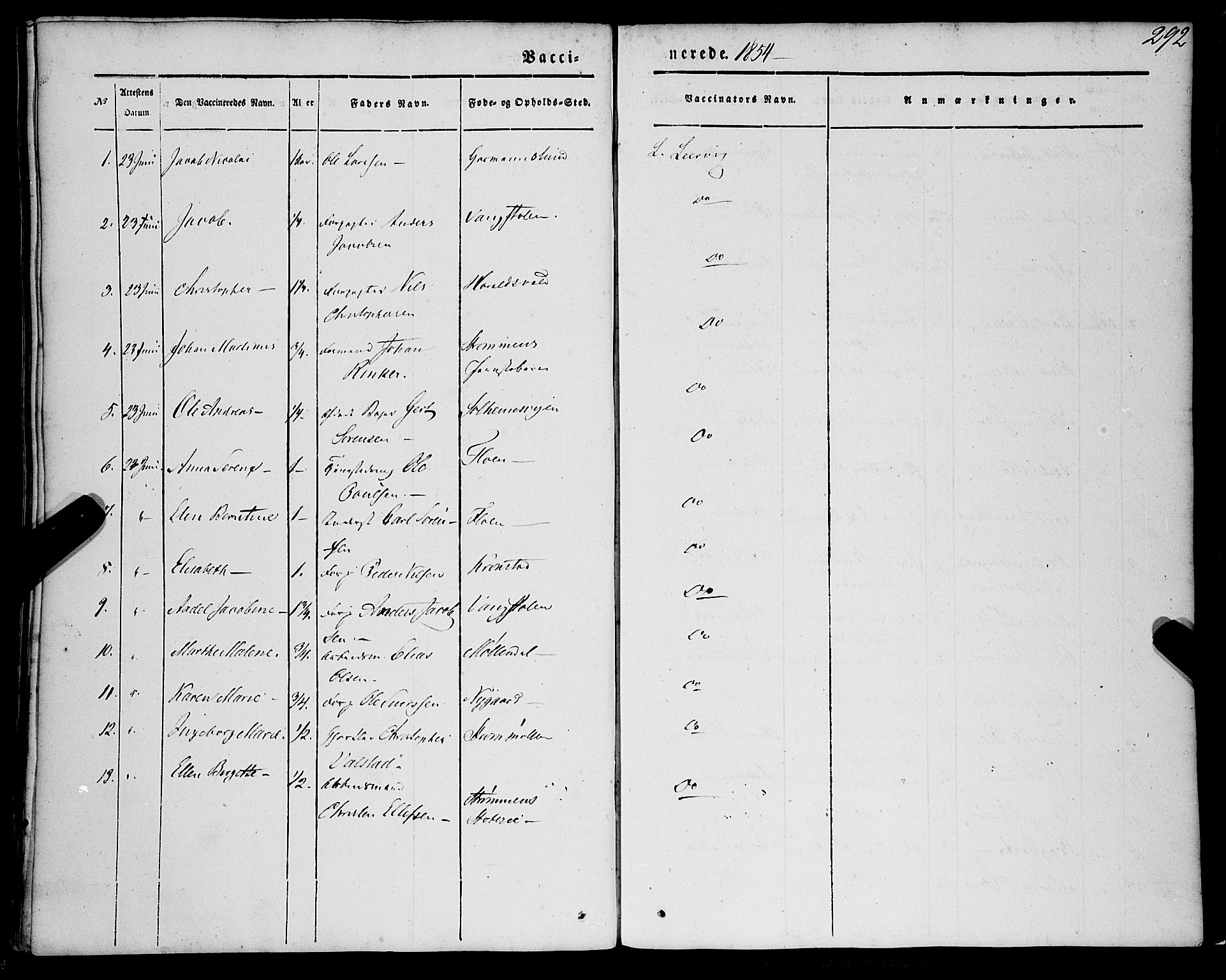 St. Jørgens hospital og Årstad sokneprestembete, AV/SAB-A-99934: Parish register (official) no. A 4, 1844-1863, p. 292