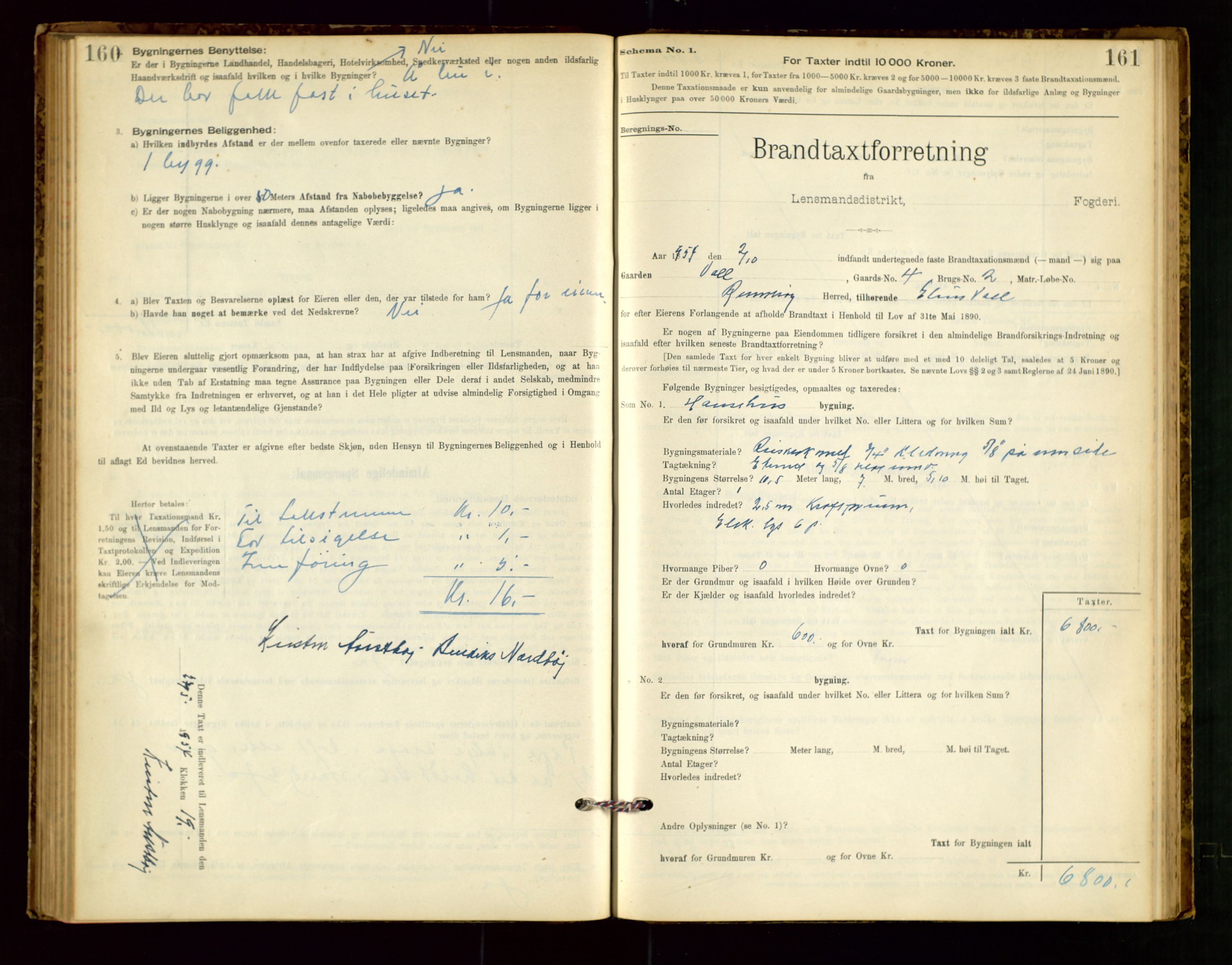 Rennesøy lensmannskontor, SAST/A-100165/Gob/L0001: Branntakstprotokoll - skjematakst, 1900-1956, p. 160-161