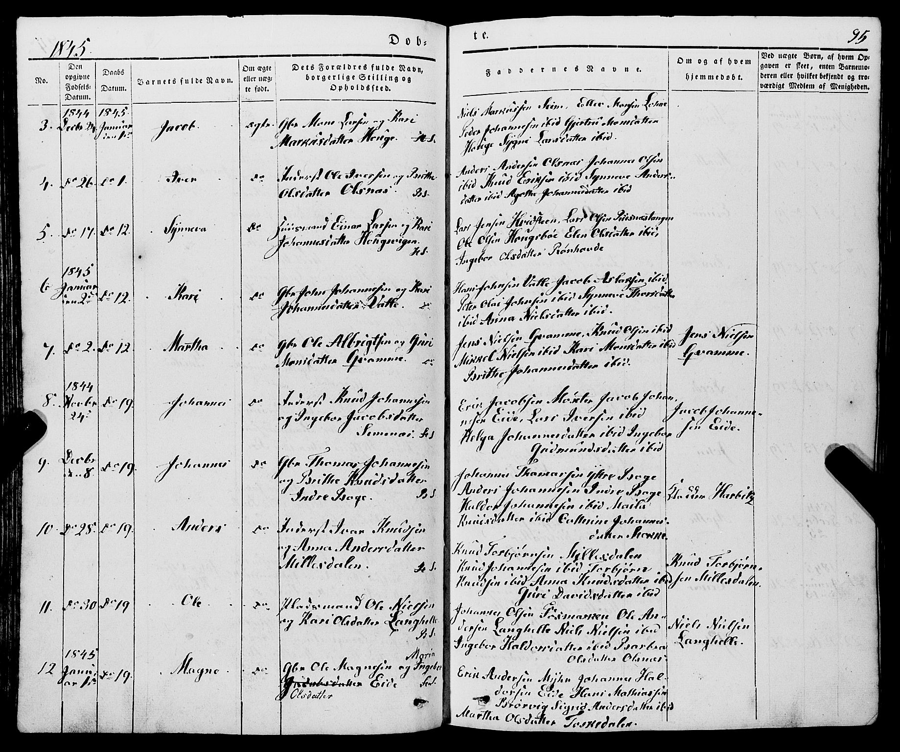 Haus sokneprestembete, SAB/A-75601/H/Haa: Parish register (official) no. A 15, 1838-1847, p. 95