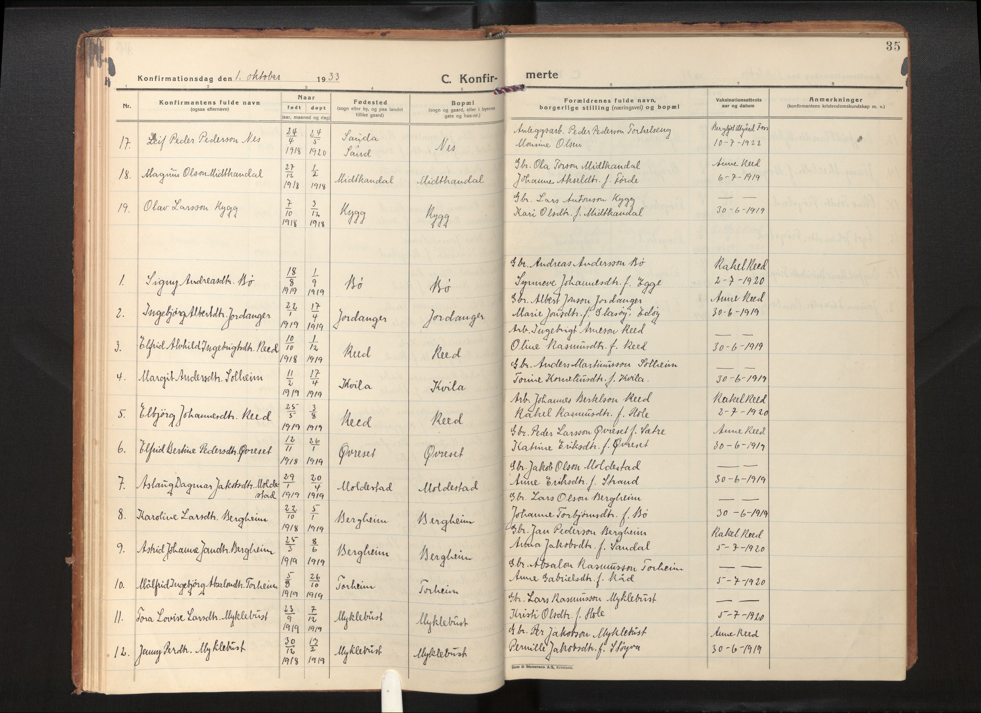 Gloppen sokneprestembete, AV/SAB-A-80101/H/Hac/L0005: Curate's parish register no. A 5, 1923-1941, p. 34b-35a