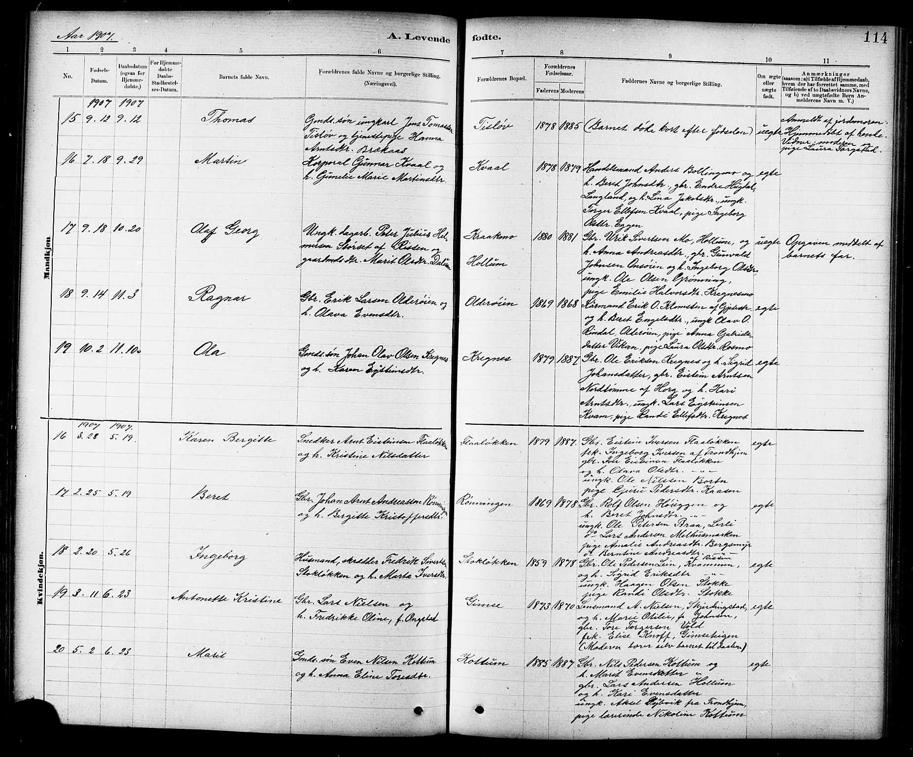 Ministerialprotokoller, klokkerbøker og fødselsregistre - Sør-Trøndelag, AV/SAT-A-1456/691/L1094: Parish register (copy) no. 691C05, 1879-1911, p. 114