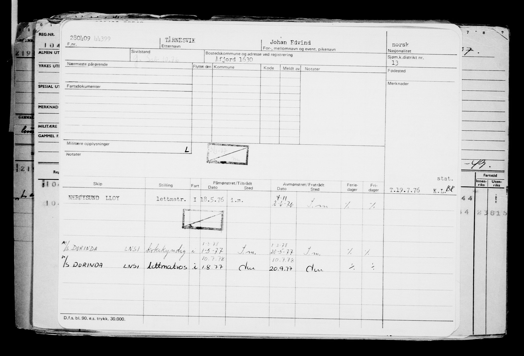 Direktoratet for sjømenn, AV/RA-S-3545/G/Gb/L0082: Hovedkort, 1909, p. 929