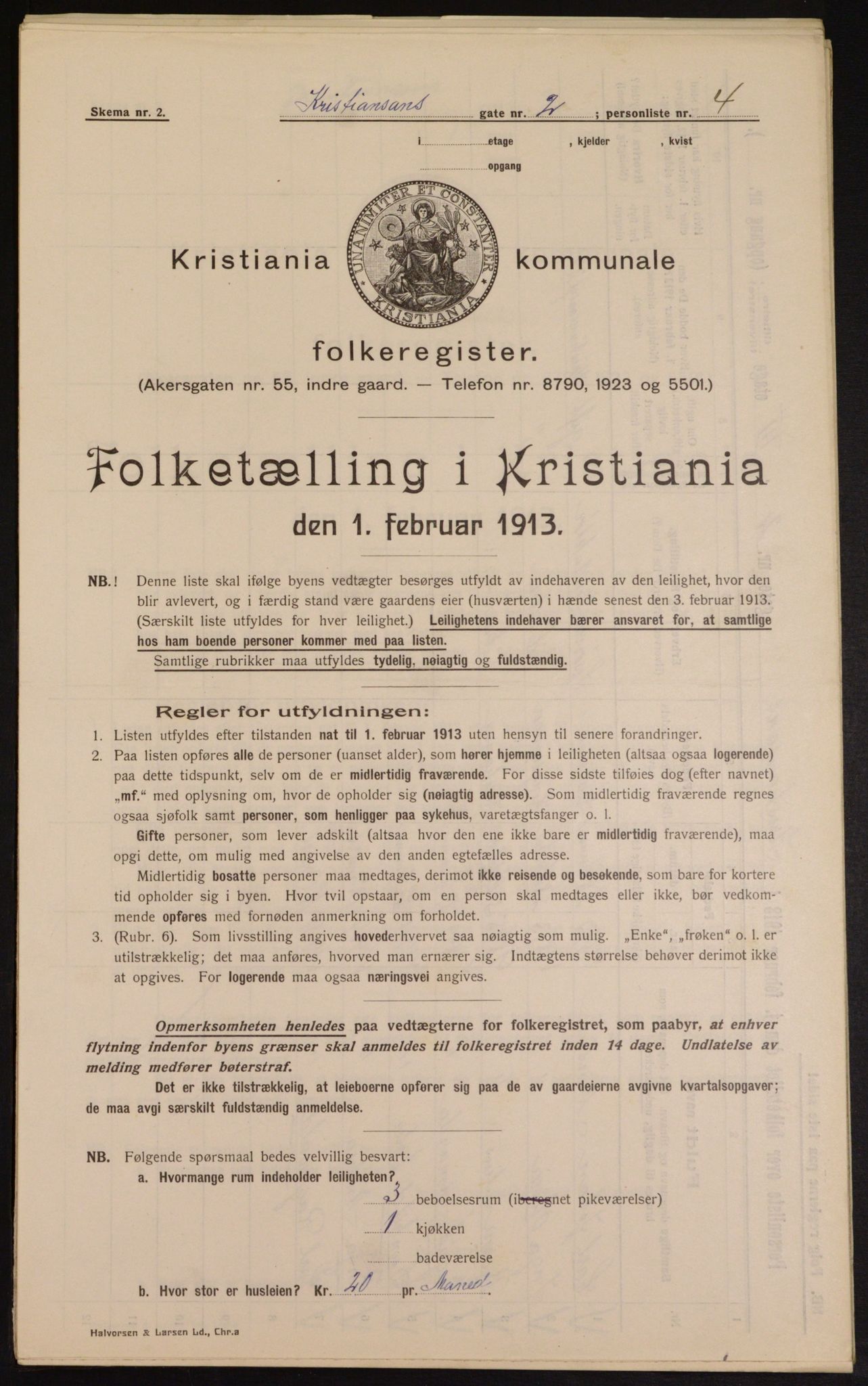 OBA, Municipal Census 1913 for Kristiania, 1913, p. 53939