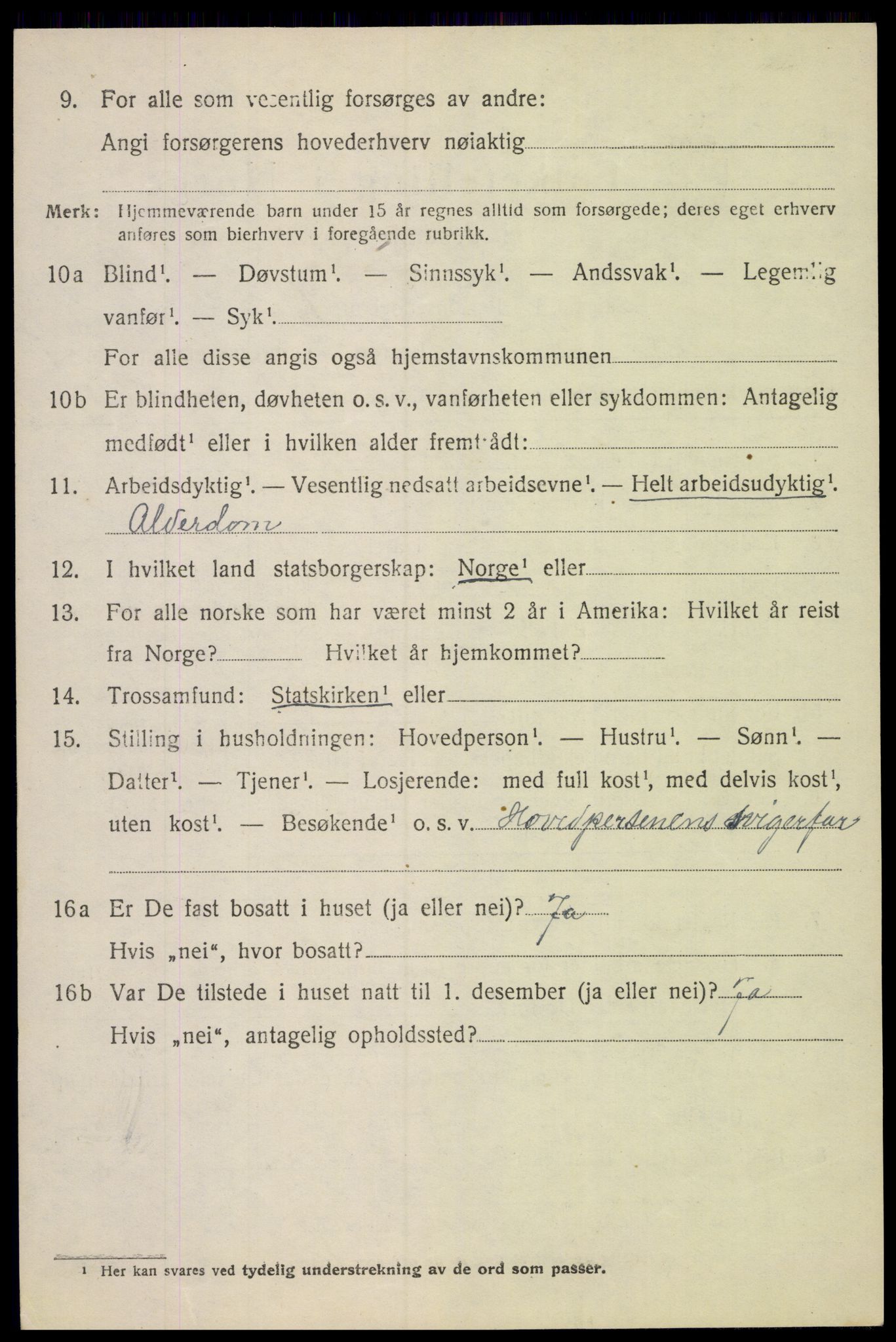 SAH, 1920 census for Nordre Land, 1920, p. 1585