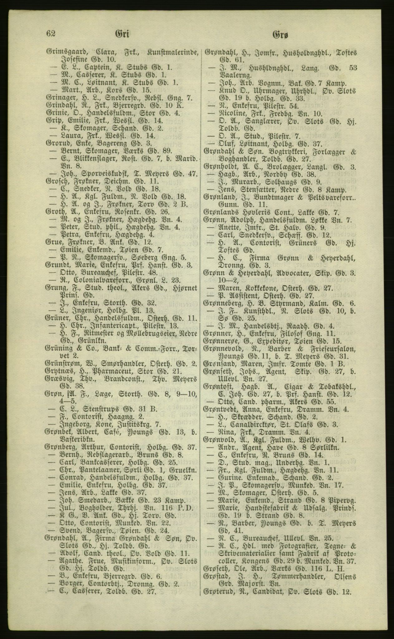 Kristiania/Oslo adressebok, PUBL/-, 1881, p. 62