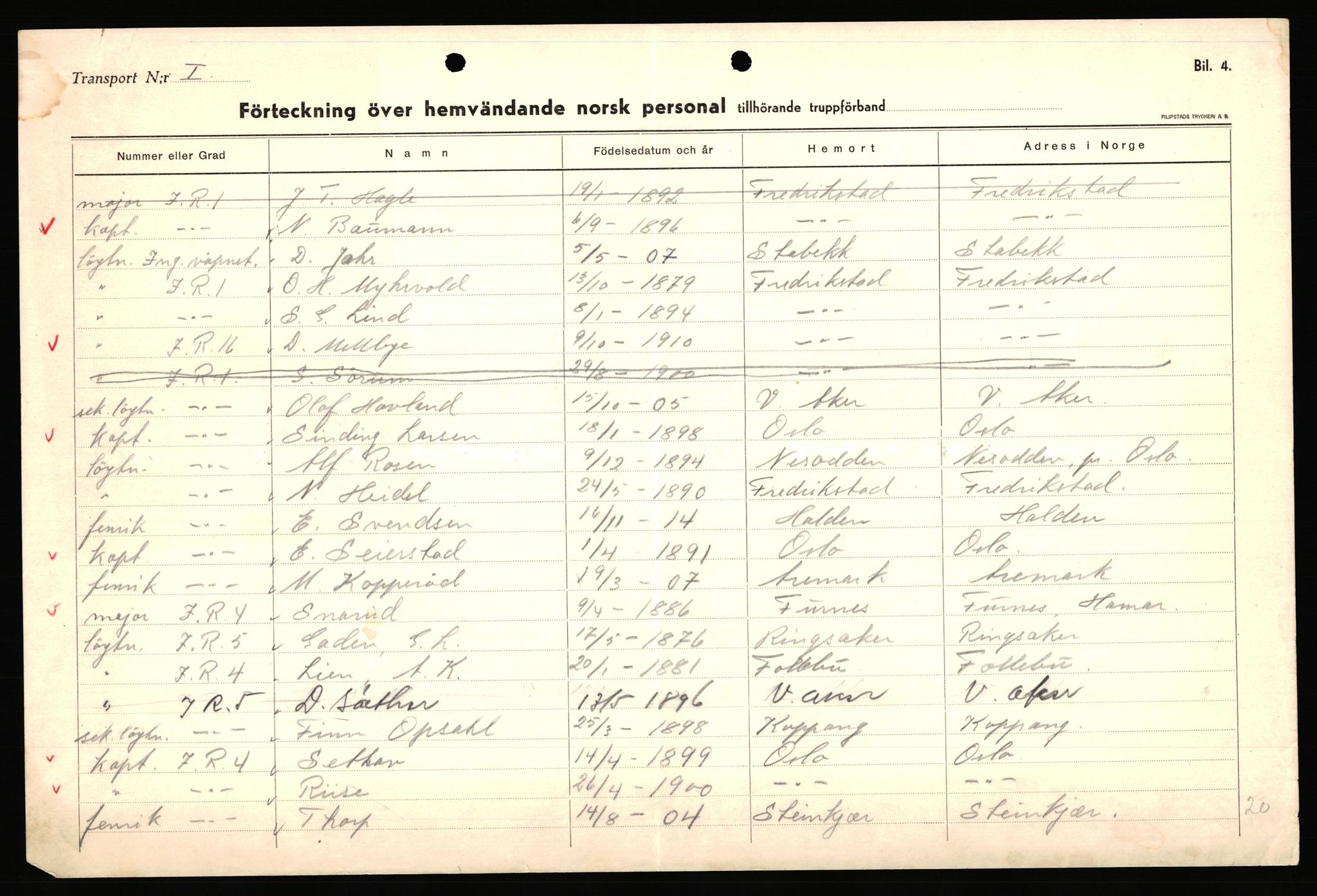 Forsvaret, Forsvarets krigshistoriske avdeling, AV/RA-RAFA-2017/Y/Yf/L0205: II-C-11-2110 - Norske internert i Sverige 1940, 1940, p. 383