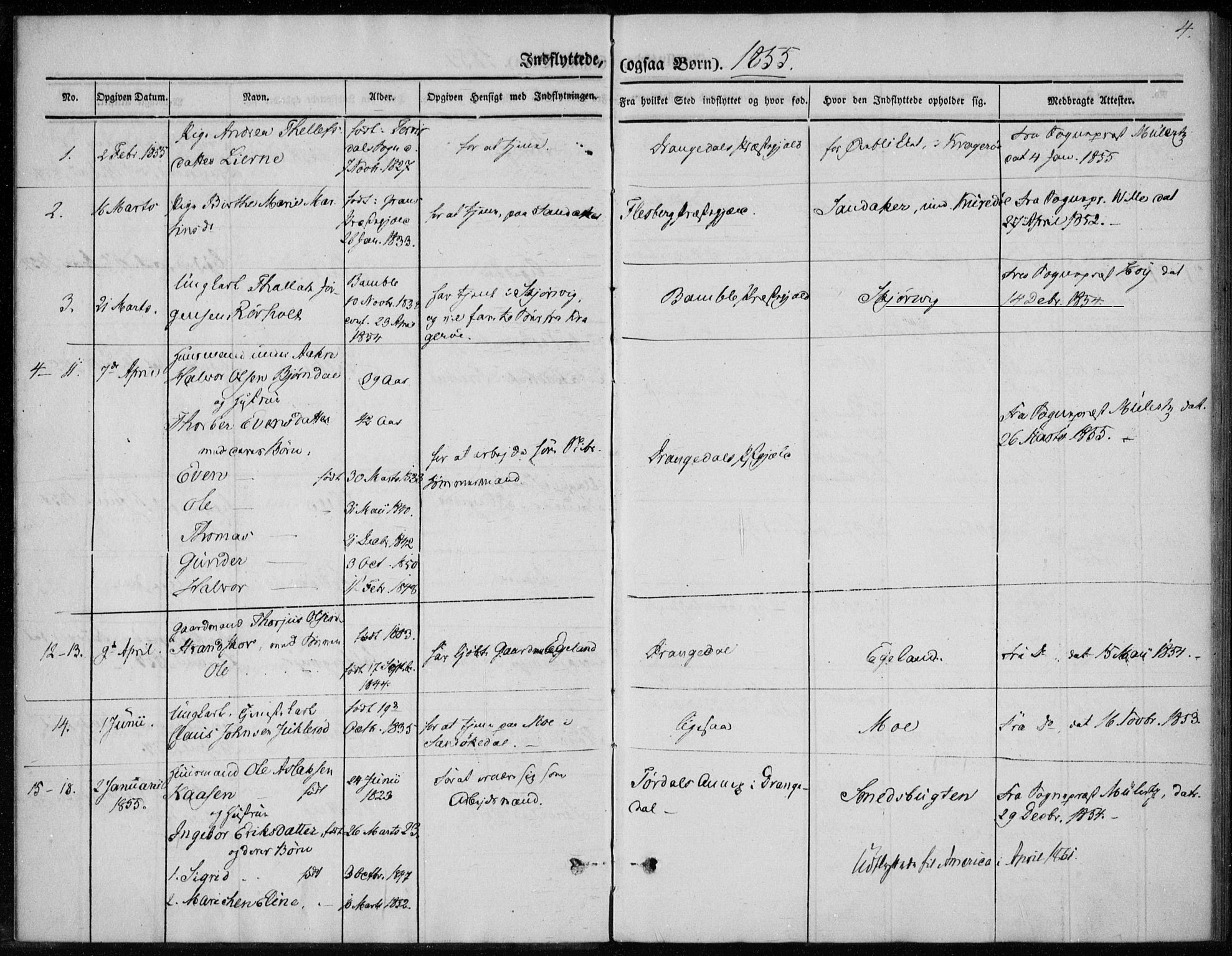 Sannidal kirkebøker, SAKO/A-296/F/Fa/L0013: Parish register (official) no. 13, 1854-1873, p. 4
