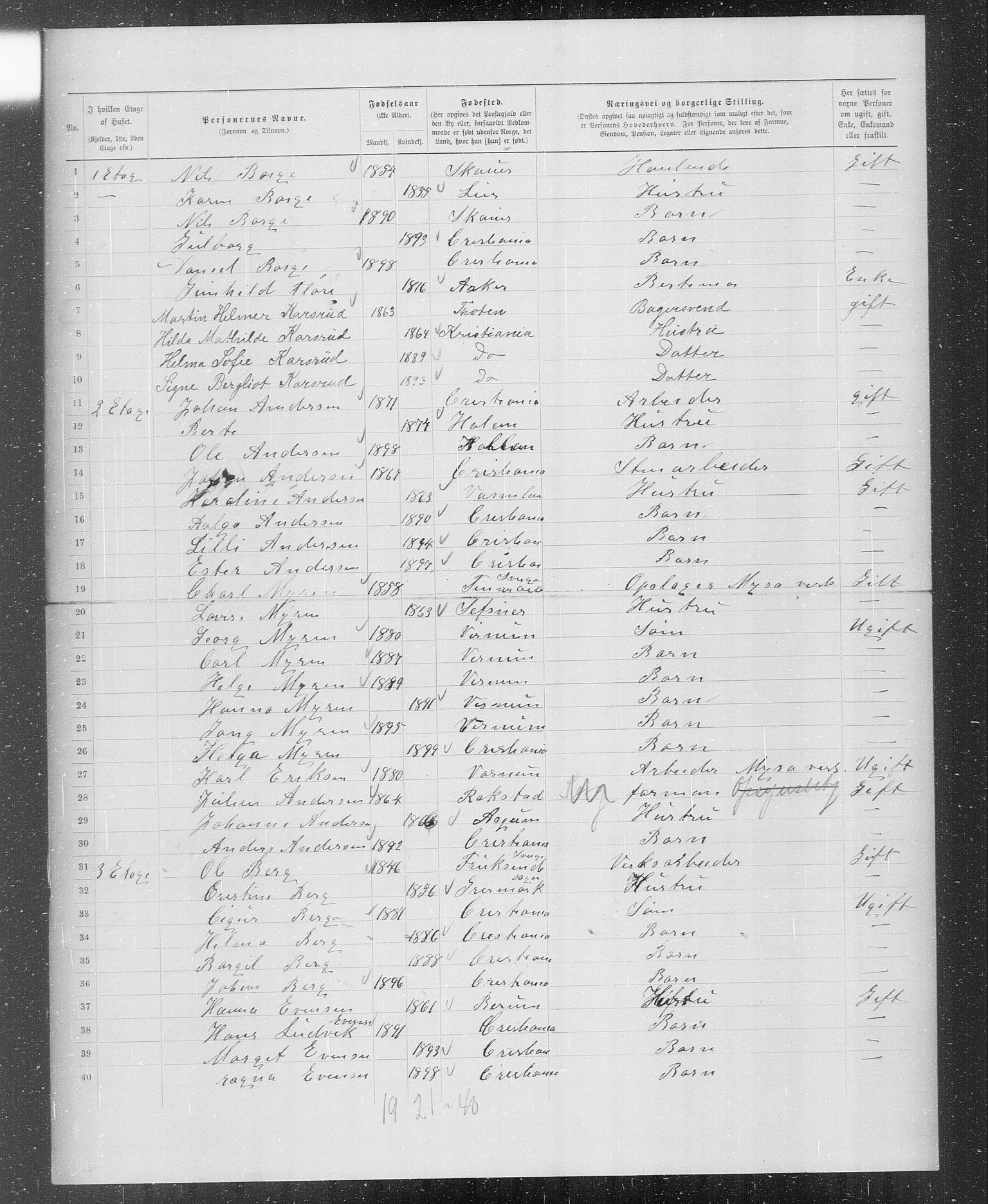 OBA, Municipal Census 1899 for Kristiania, 1899, p. 591