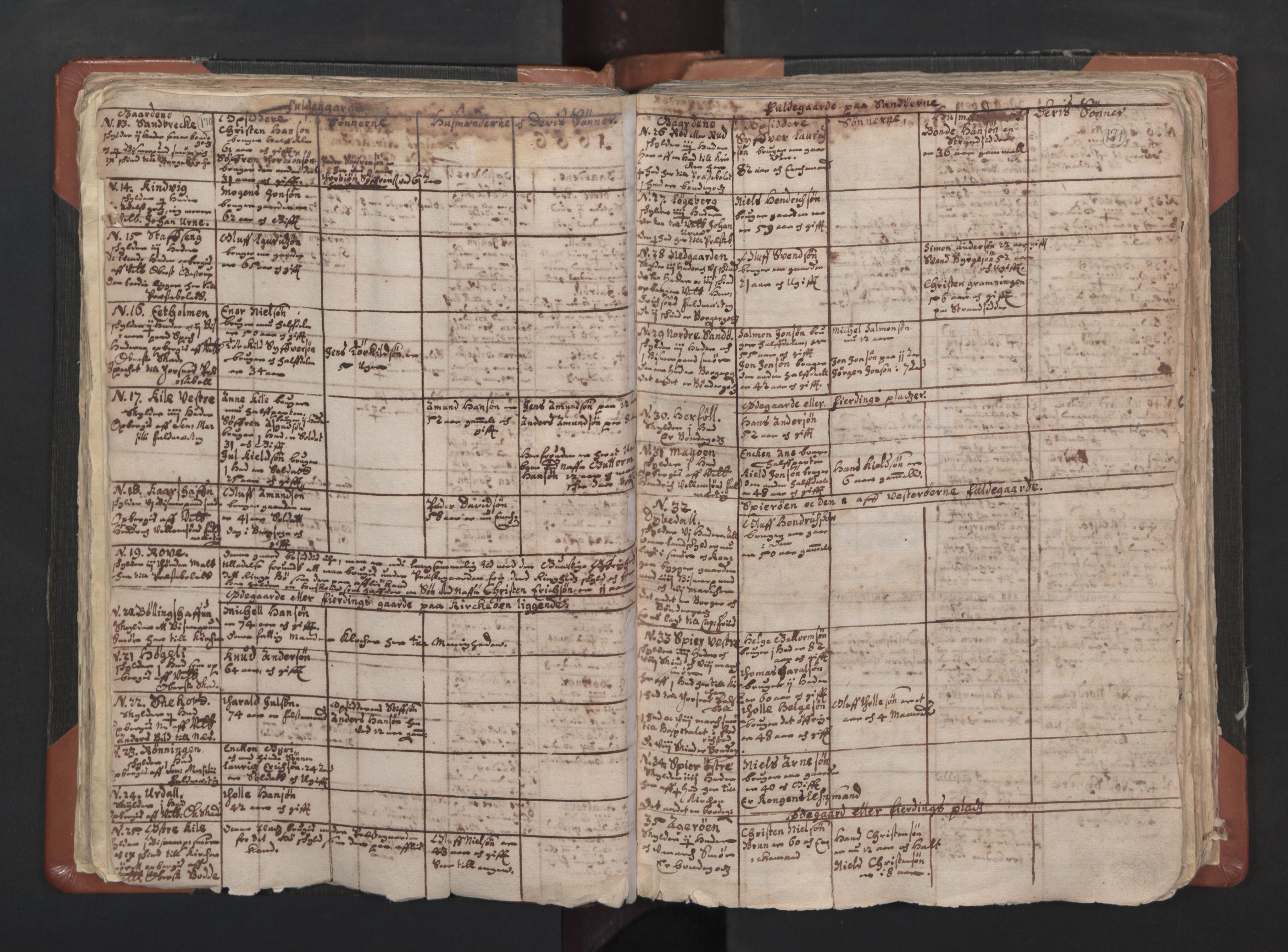 RA, Vicar's Census 1664-1666, no. 1: Nedre Borgesyssel deanery, 1664-1666, p. 170-171