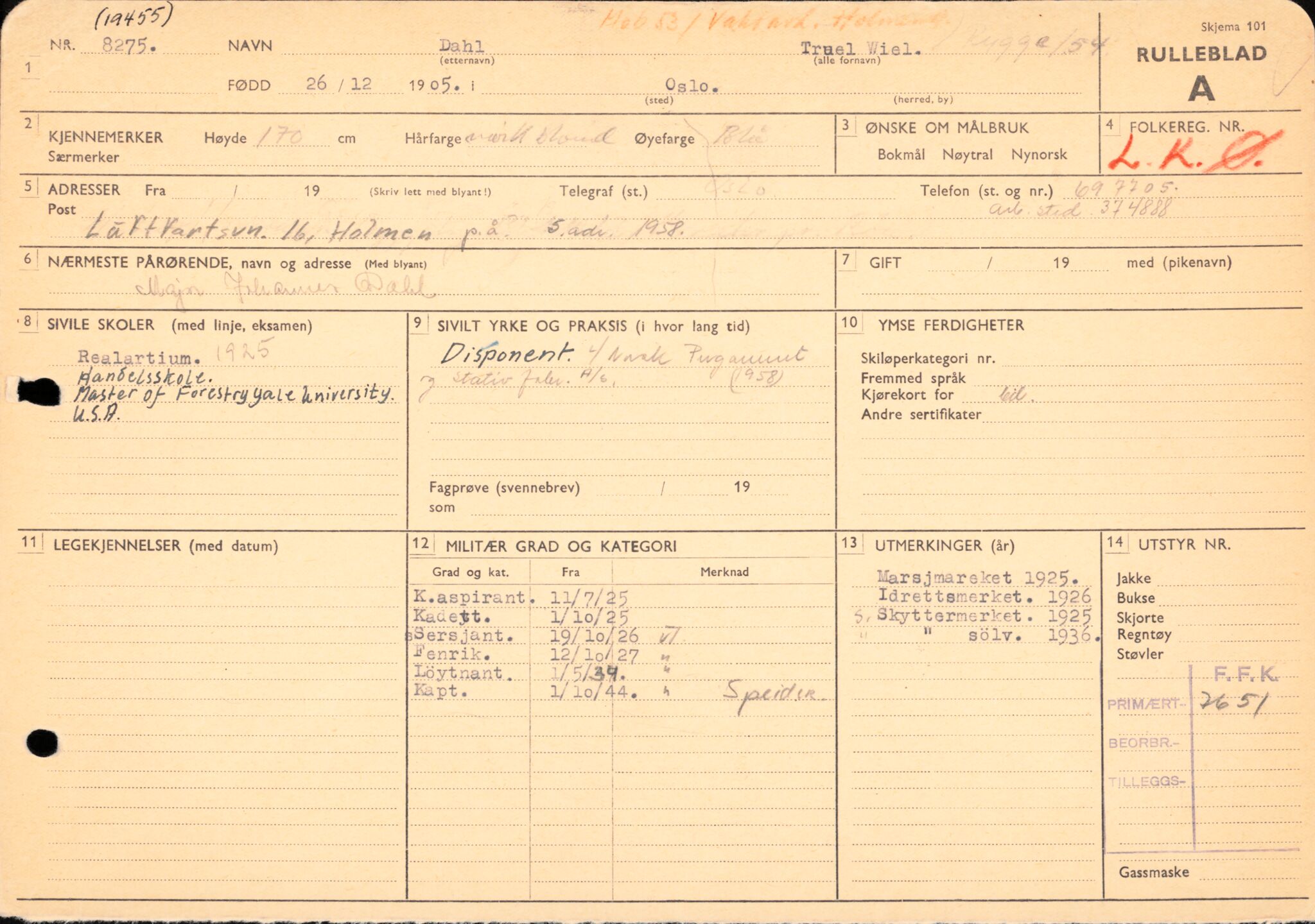 Forsvaret, Forsvarets overkommando/Luftforsvarsstaben, AV/RA-RAFA-4079/P/Pa/L0013: Personellmapper, 1905, p. 42