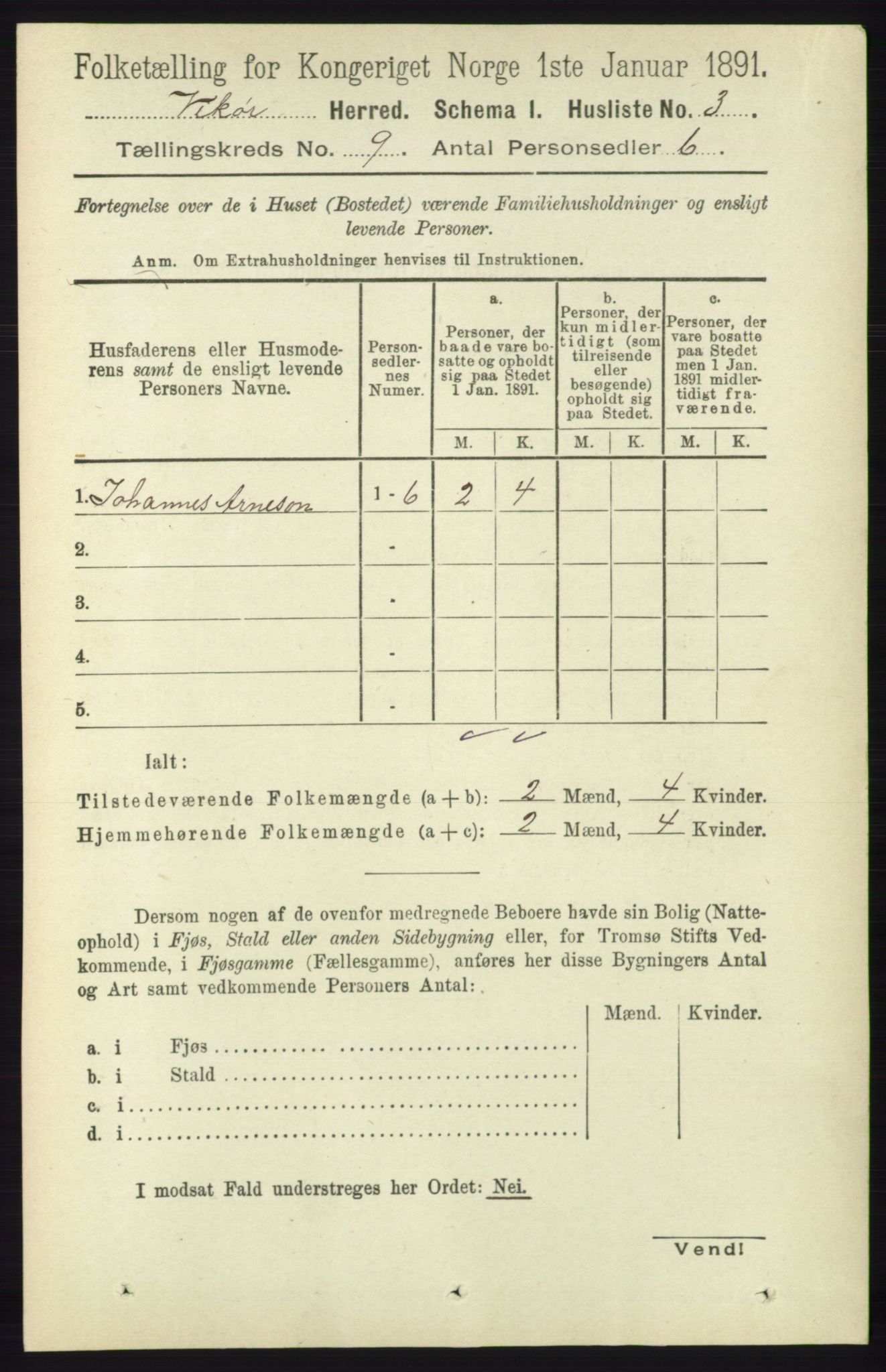 RA, 1891 census for 1238 Vikør, 1891, p. 2622