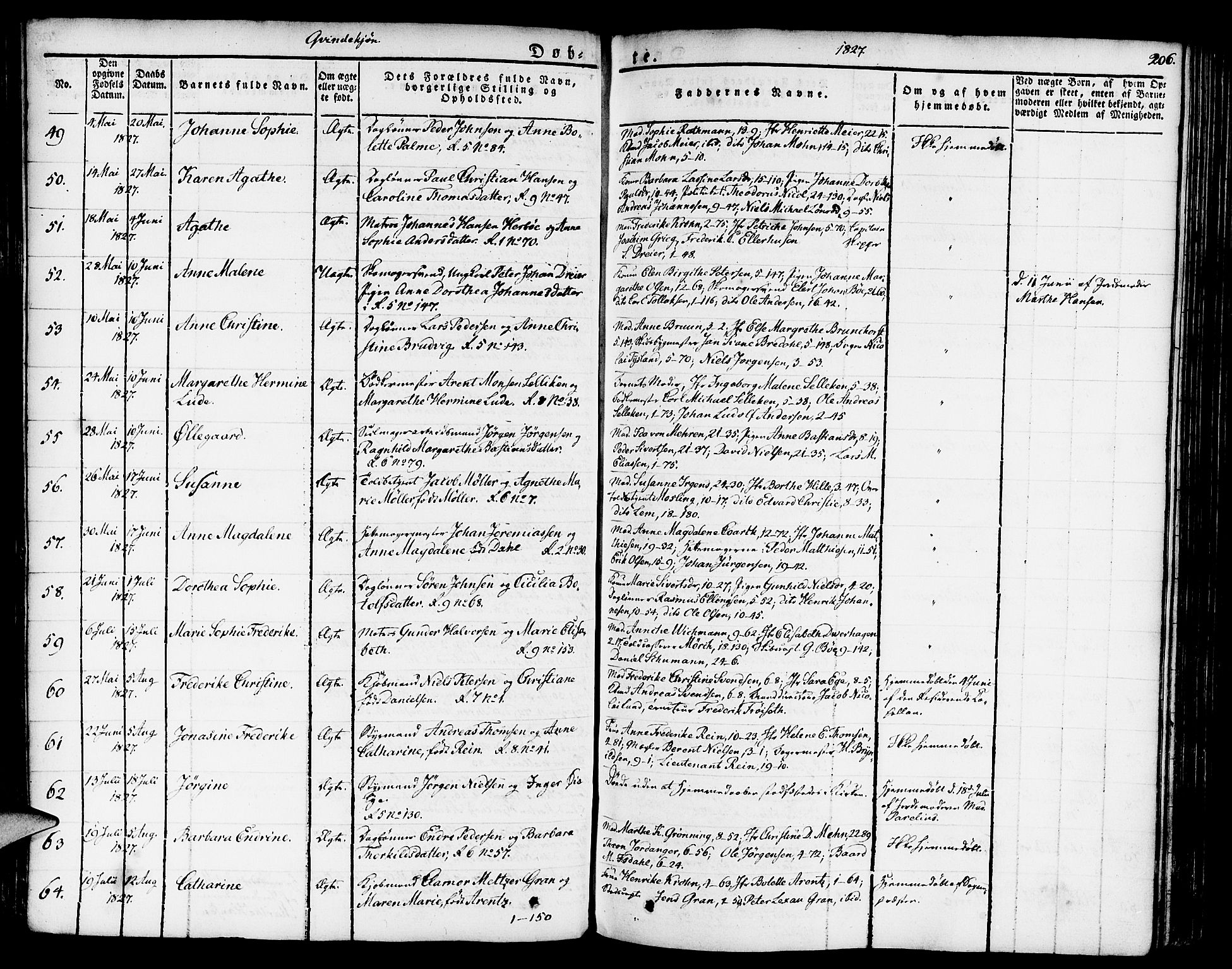 Nykirken Sokneprestembete, SAB/A-77101/H/Haa/L0012: Parish register (official) no. A 12, 1821-1844, p. 206